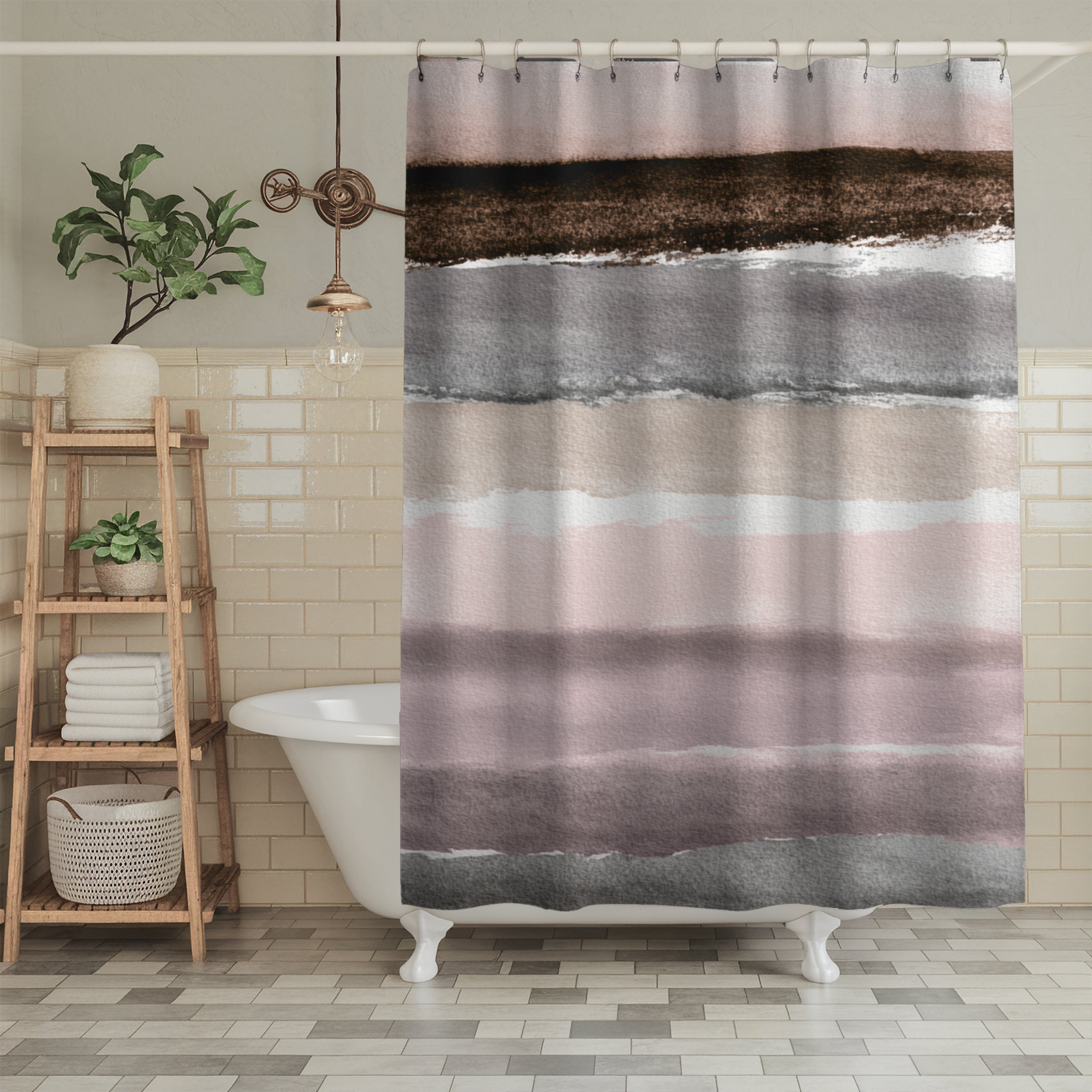 Abstract Watercolor Shower Curtain | Mauve Bathroom Decor