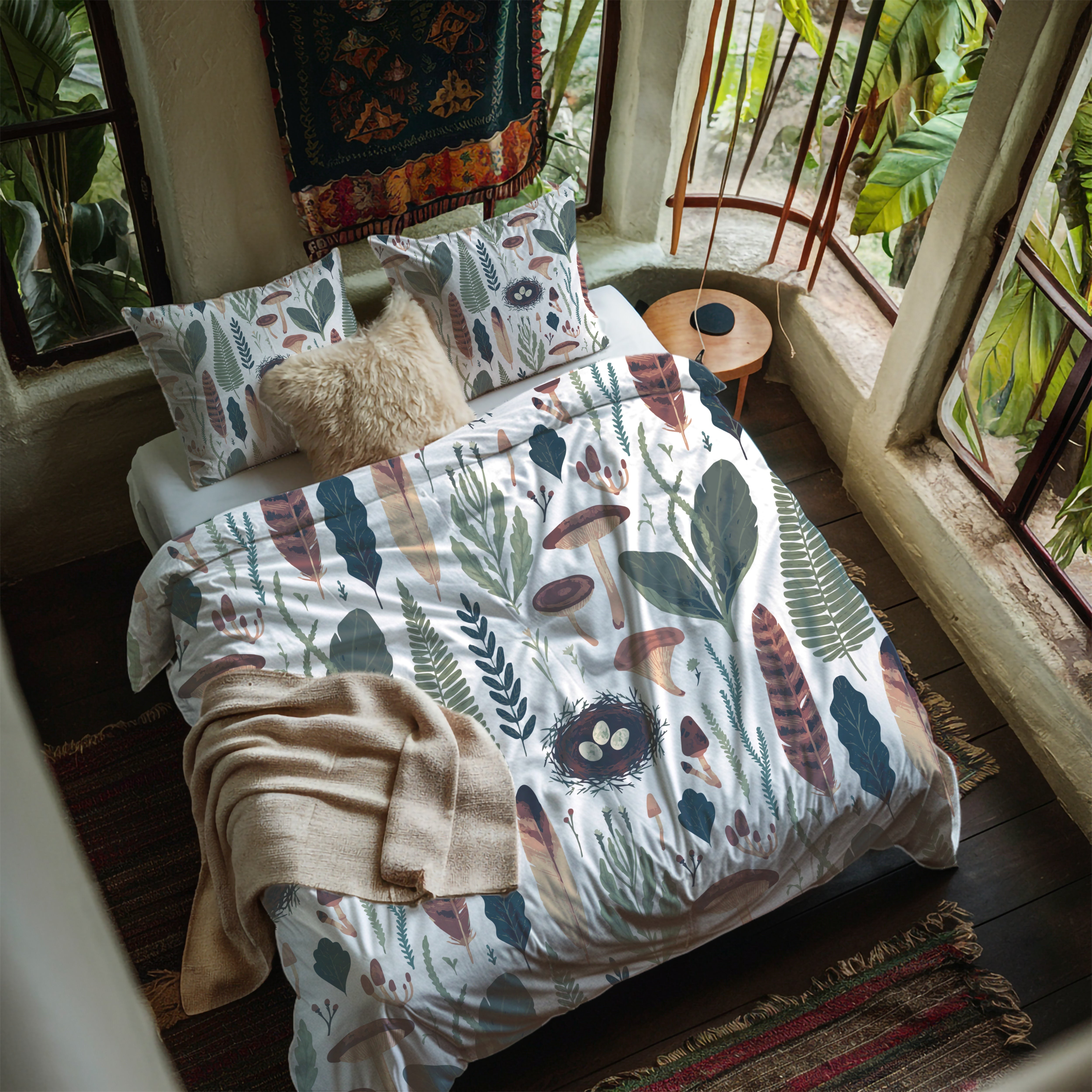 Floral Duvet, Pillow Cover | Sage Green Forest Bedroom Decor