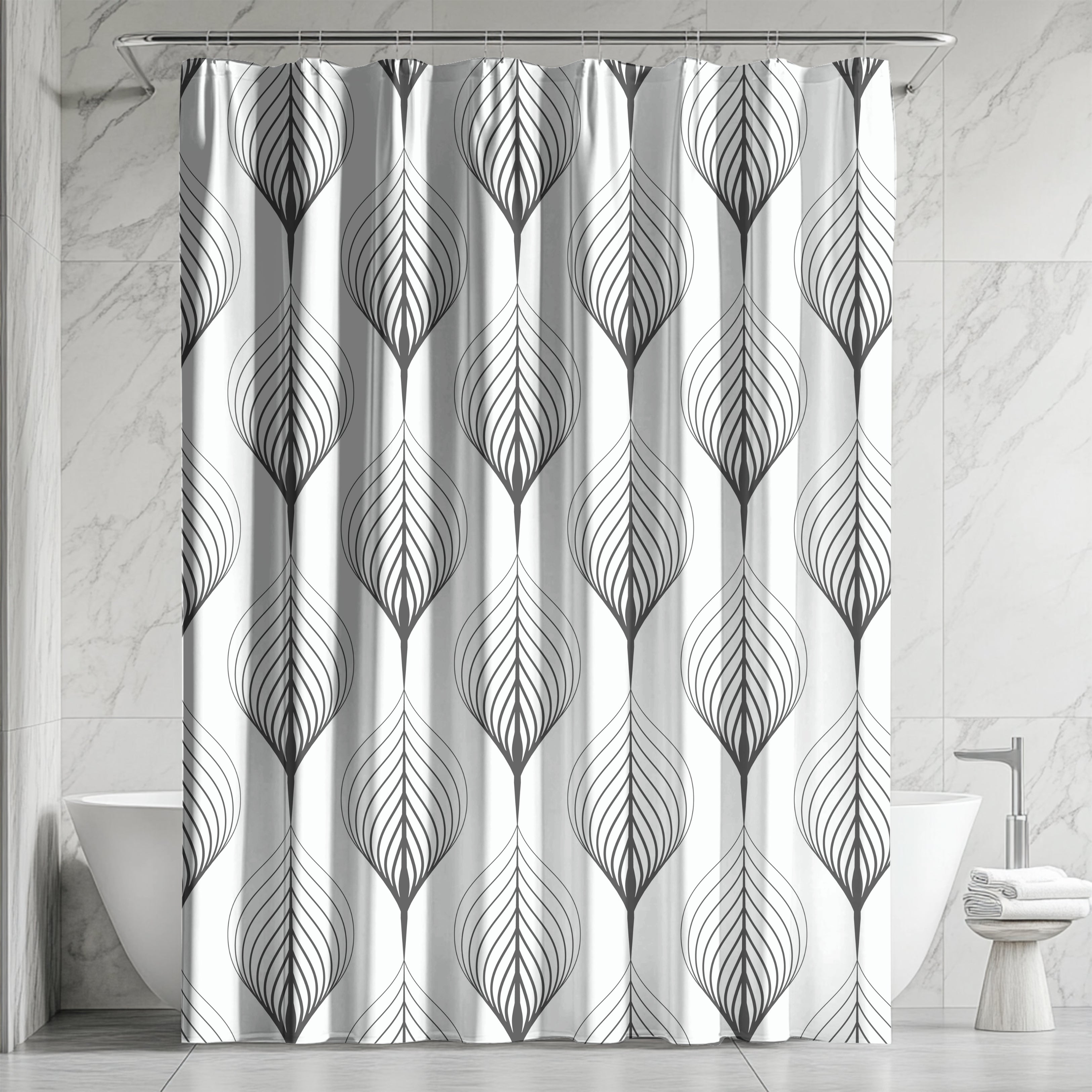 Art Deco Shower Curtain | Black White Bathroom Decor