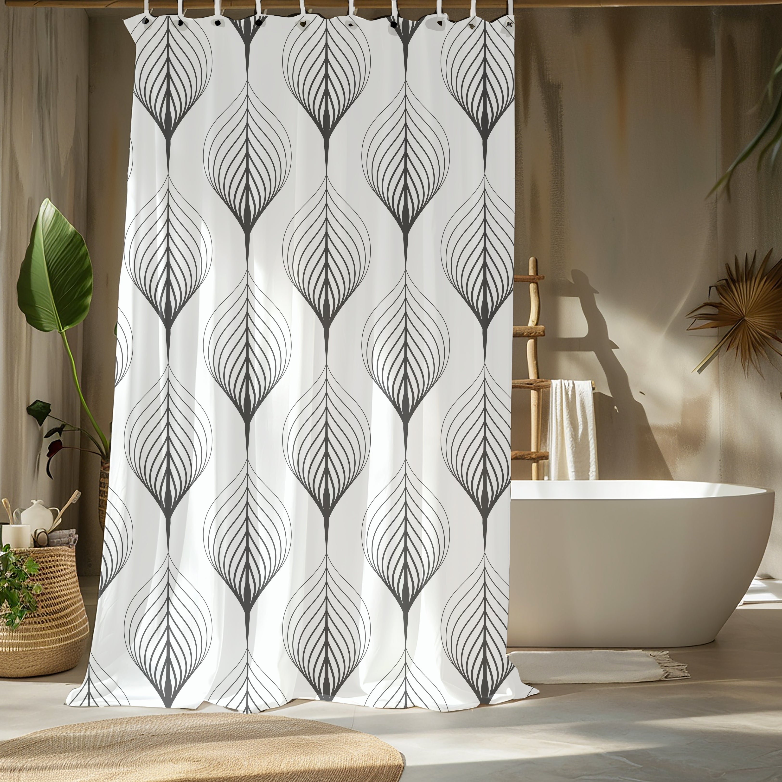 Art Deco Shower Curtain | Black White Bathroom Decor