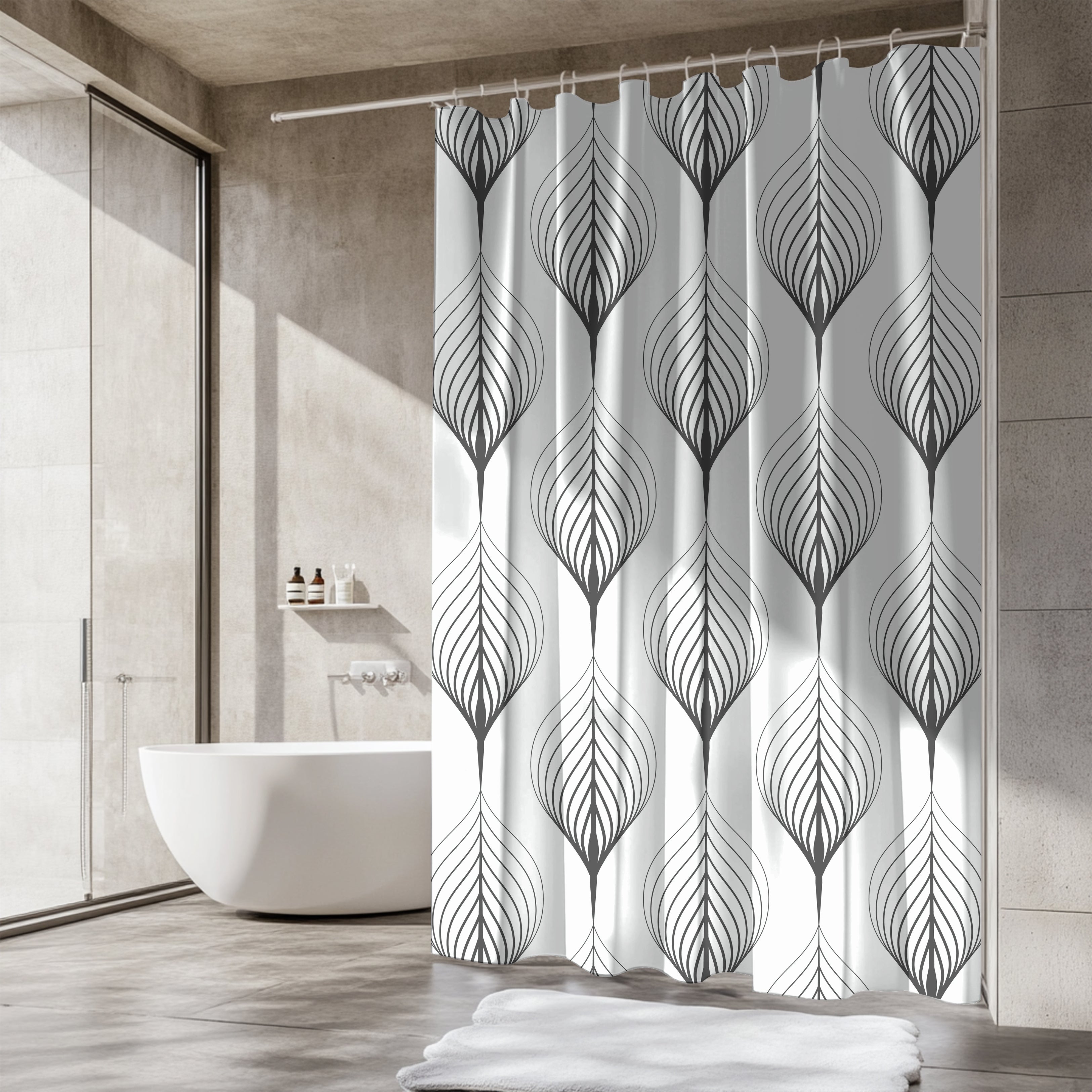 Art Deco Shower Curtain | Black White Bathroom Decor