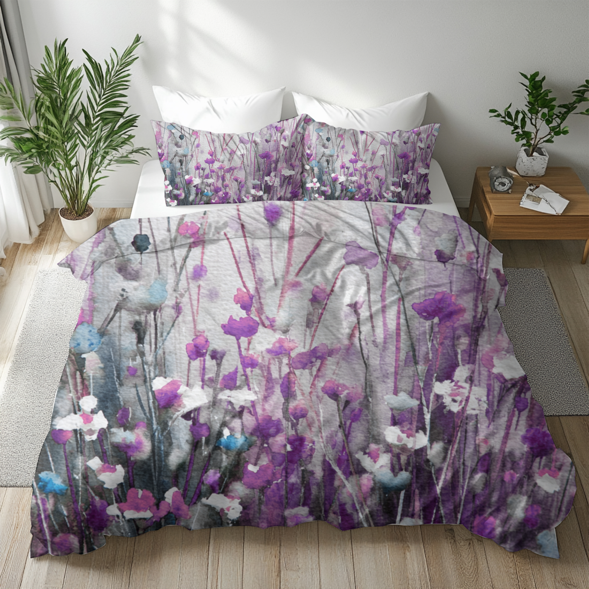 Floral Duvet, Pillow Cover | Purple Bedroom Decor