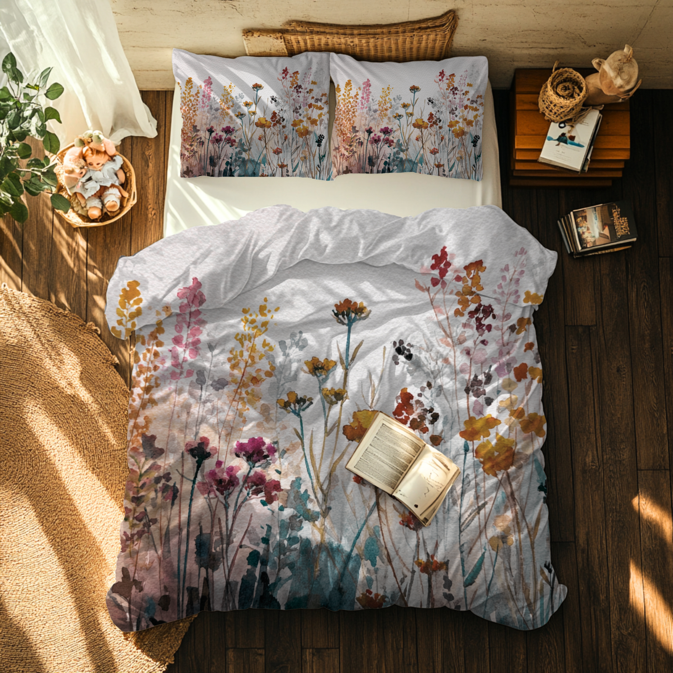 Floral Duvet, Pillow Cover | White Bedroom Decor