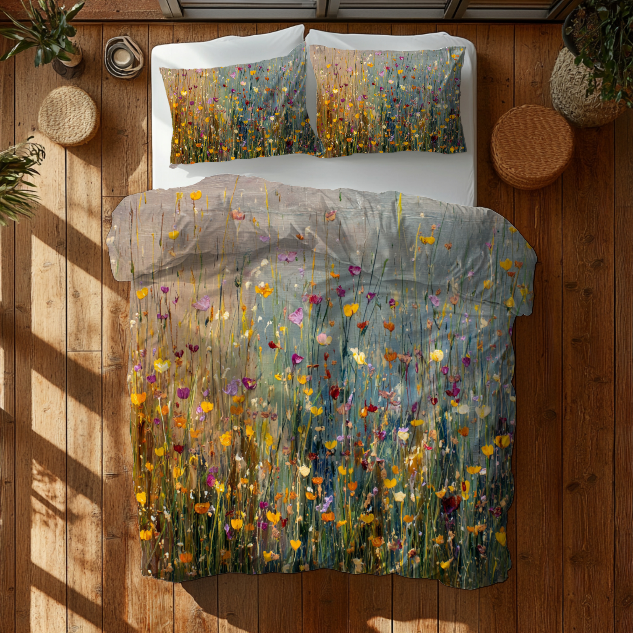 Floral Duvet, Pillow Cover | Grey Orange Bedroom Decor