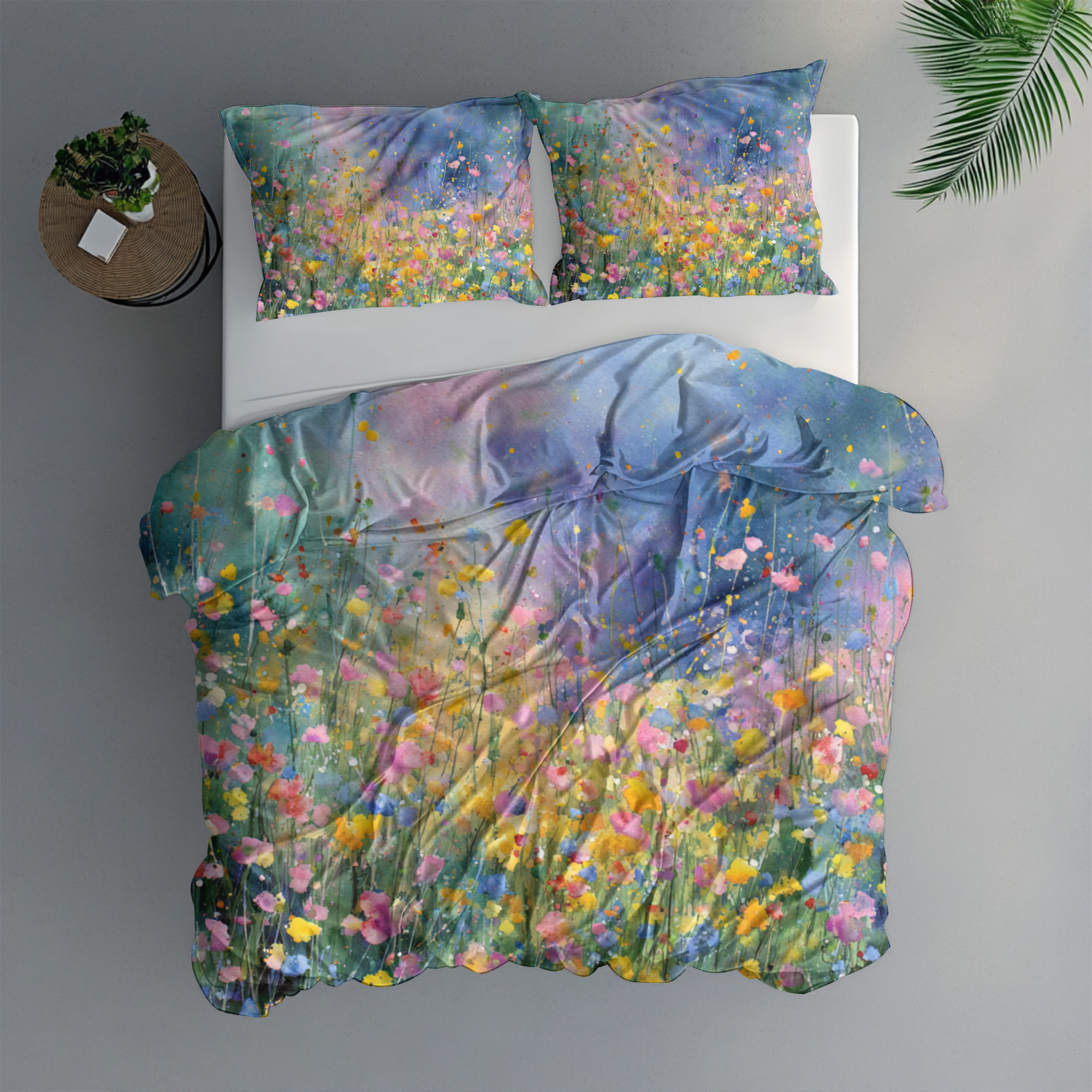 Floral Duvet, Pillow Cover | Blue Yellow Bedroom Decor