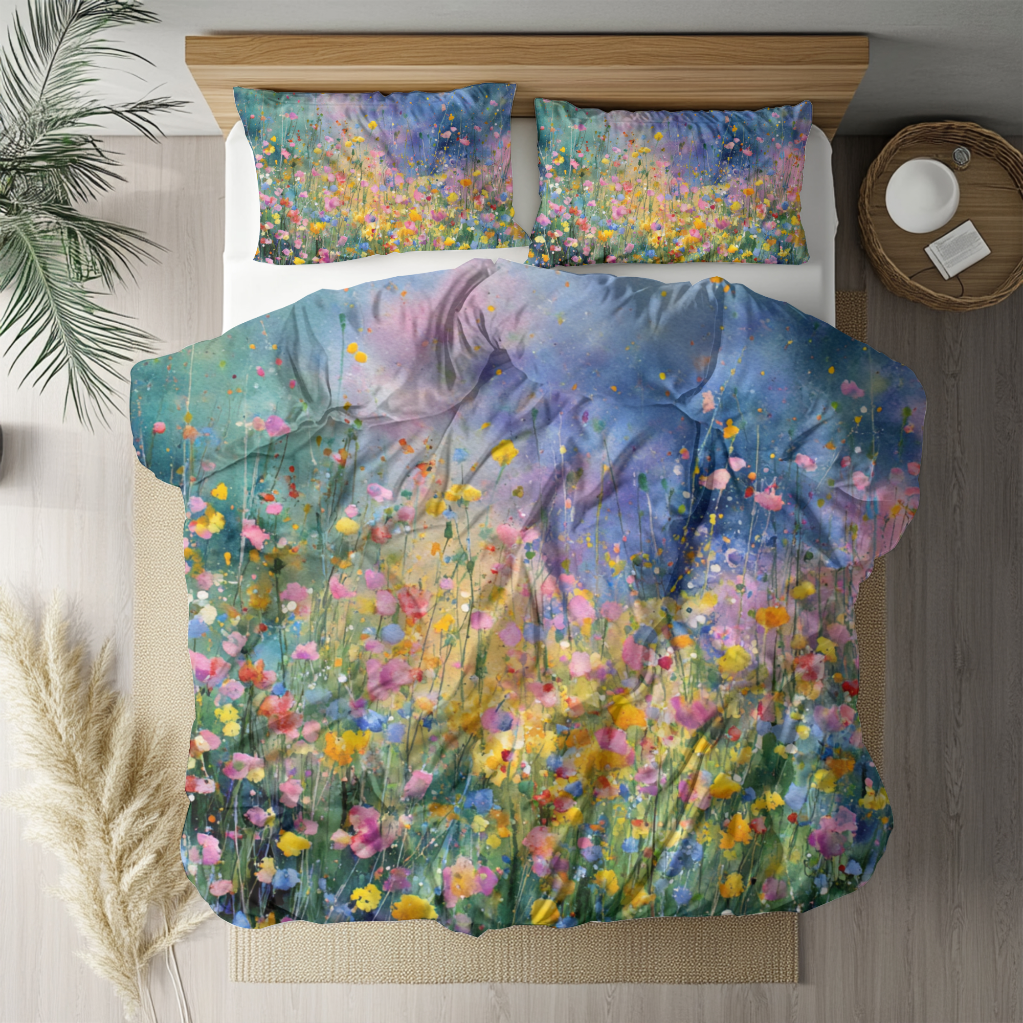 Floral Duvet, Pillow Cover | Blue Yellow Bedroom Decor
