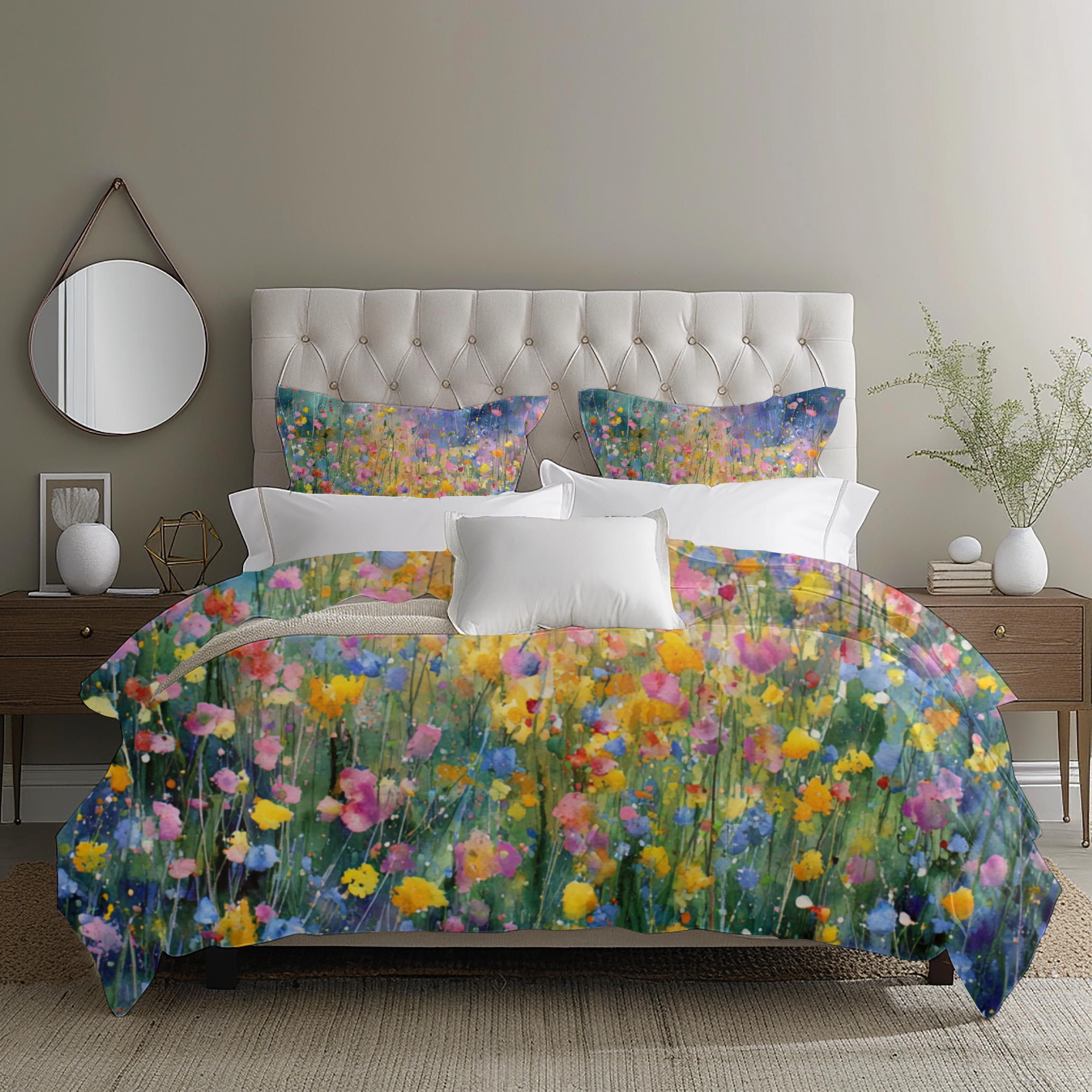 Floral Duvet, Pillow Cover | Blue Yellow Bedroom Decor