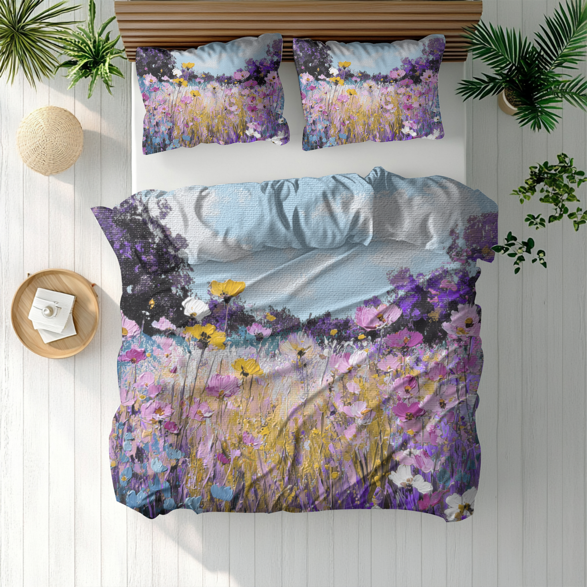 Floral Duvet, Pillow Cover | Purple Blue Bedroom Decor