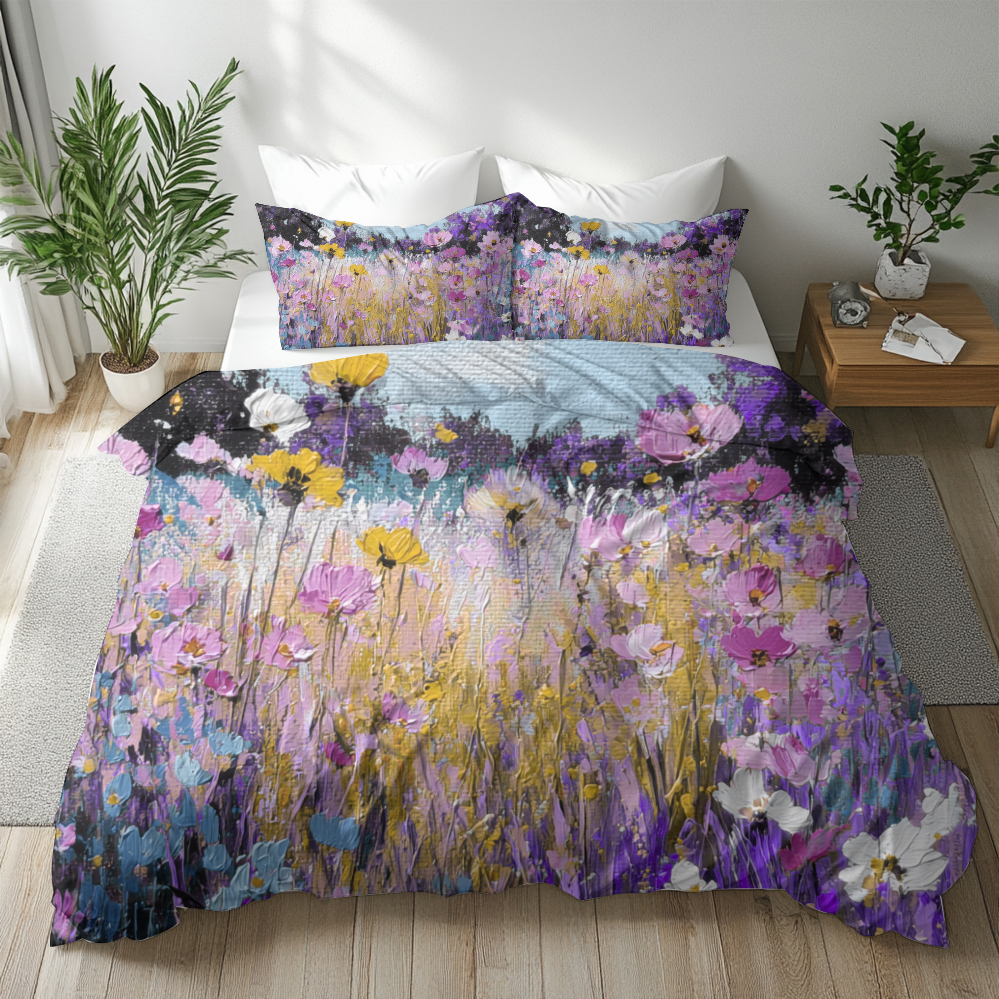 Floral Duvet, Pillow Cover | Purple Blue Bedroom Decor