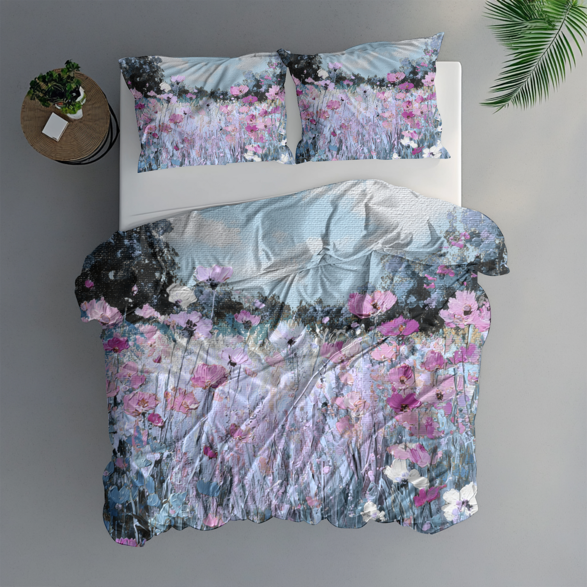 Floral Duvet, Pillow Cover | Blue Purple Bedroom Decor