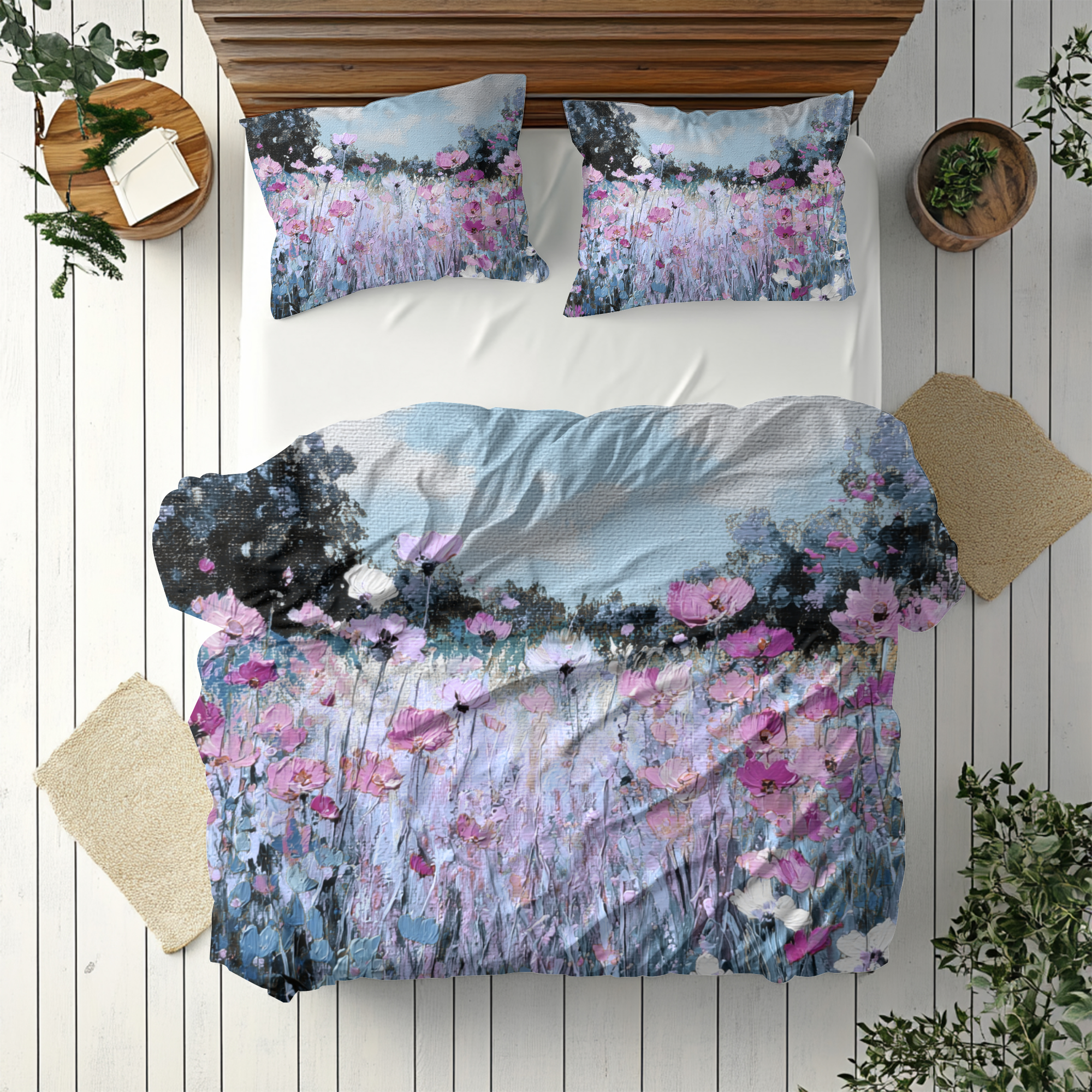 Floral Duvet, Pillow Cover | Blue Purple Bedroom Decor