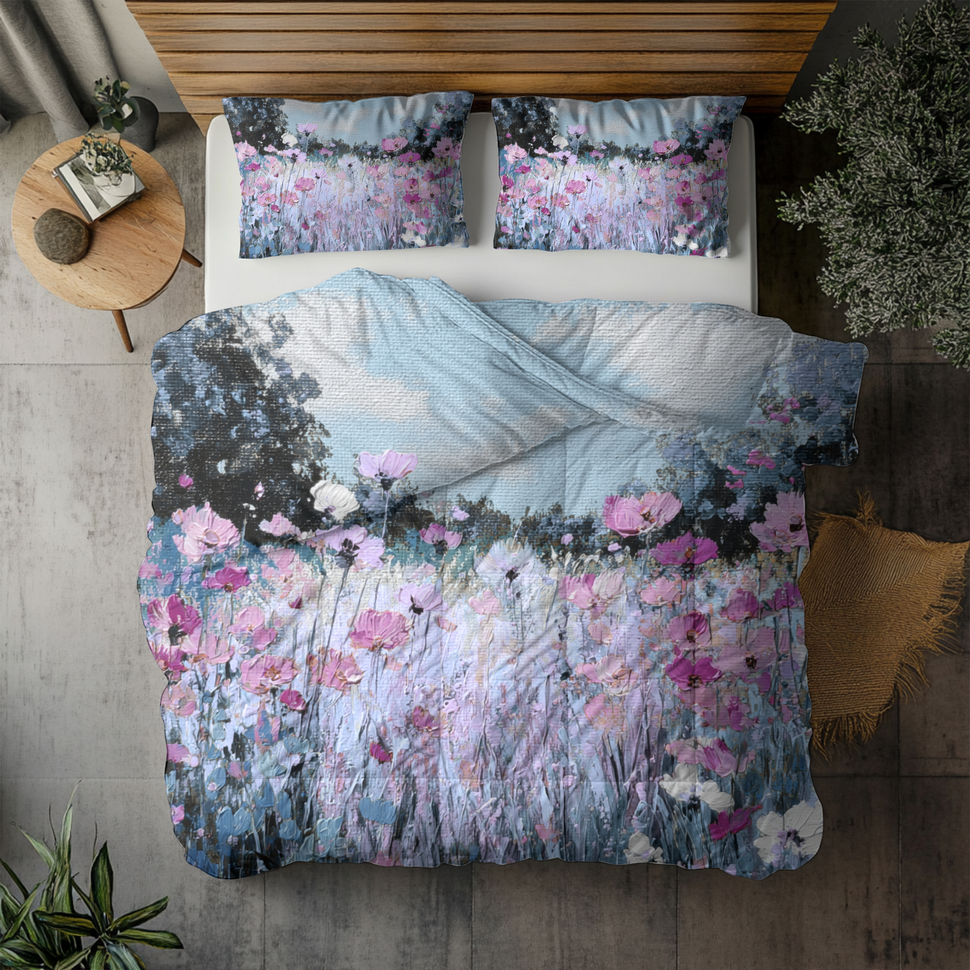 Floral Duvet, Pillow Cover | Blue Purple Bedroom Decor