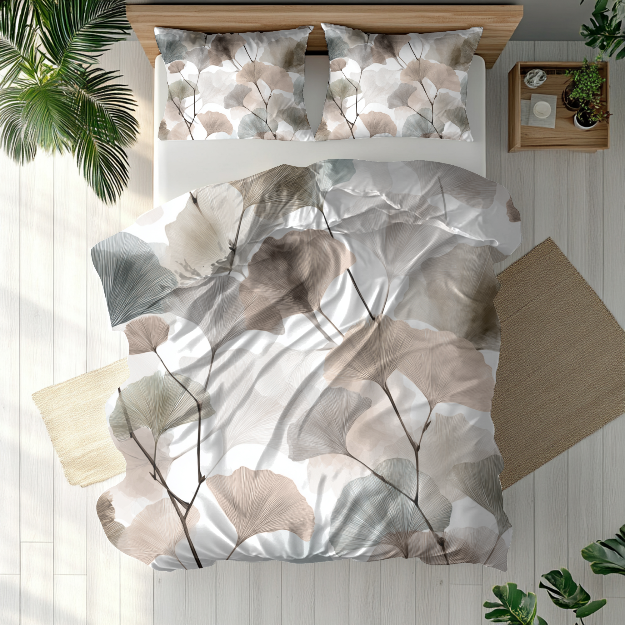 Floral Duvet, Pillow Cover | White Beige Bedroom Decor