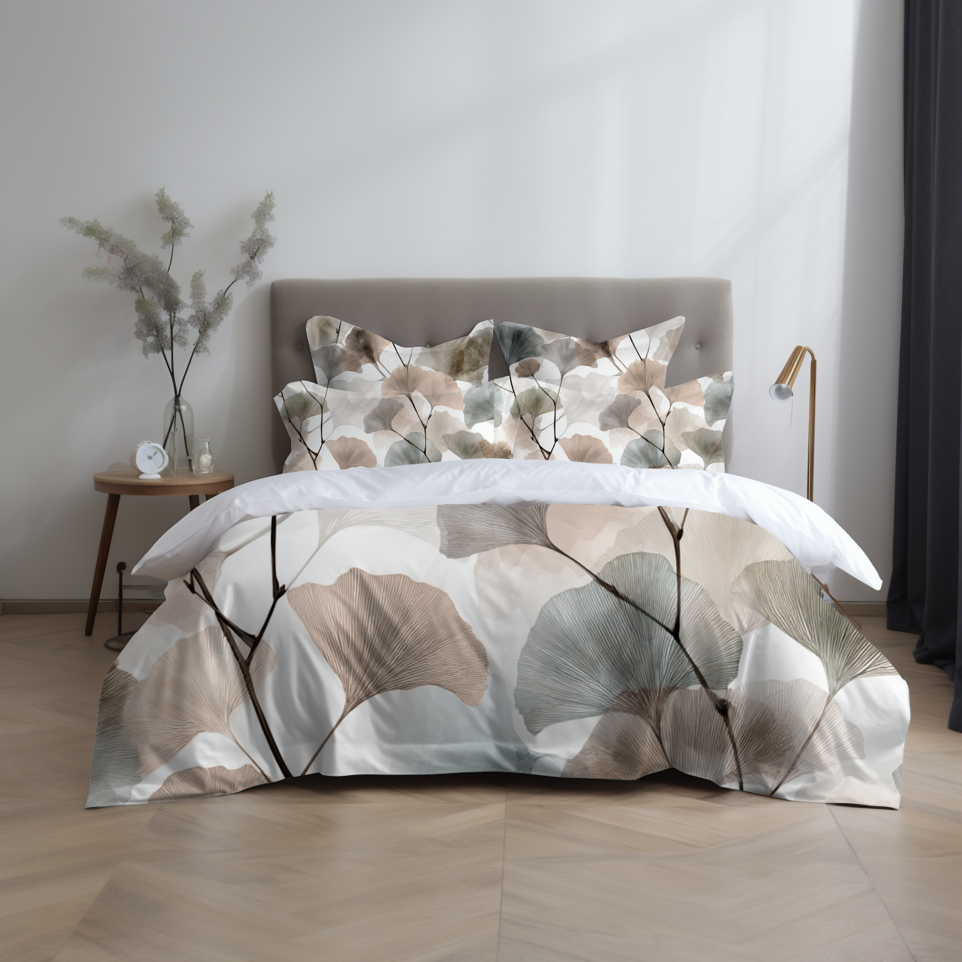 Floral Duvet, Pillow Cover | White Beige Bedroom Decor