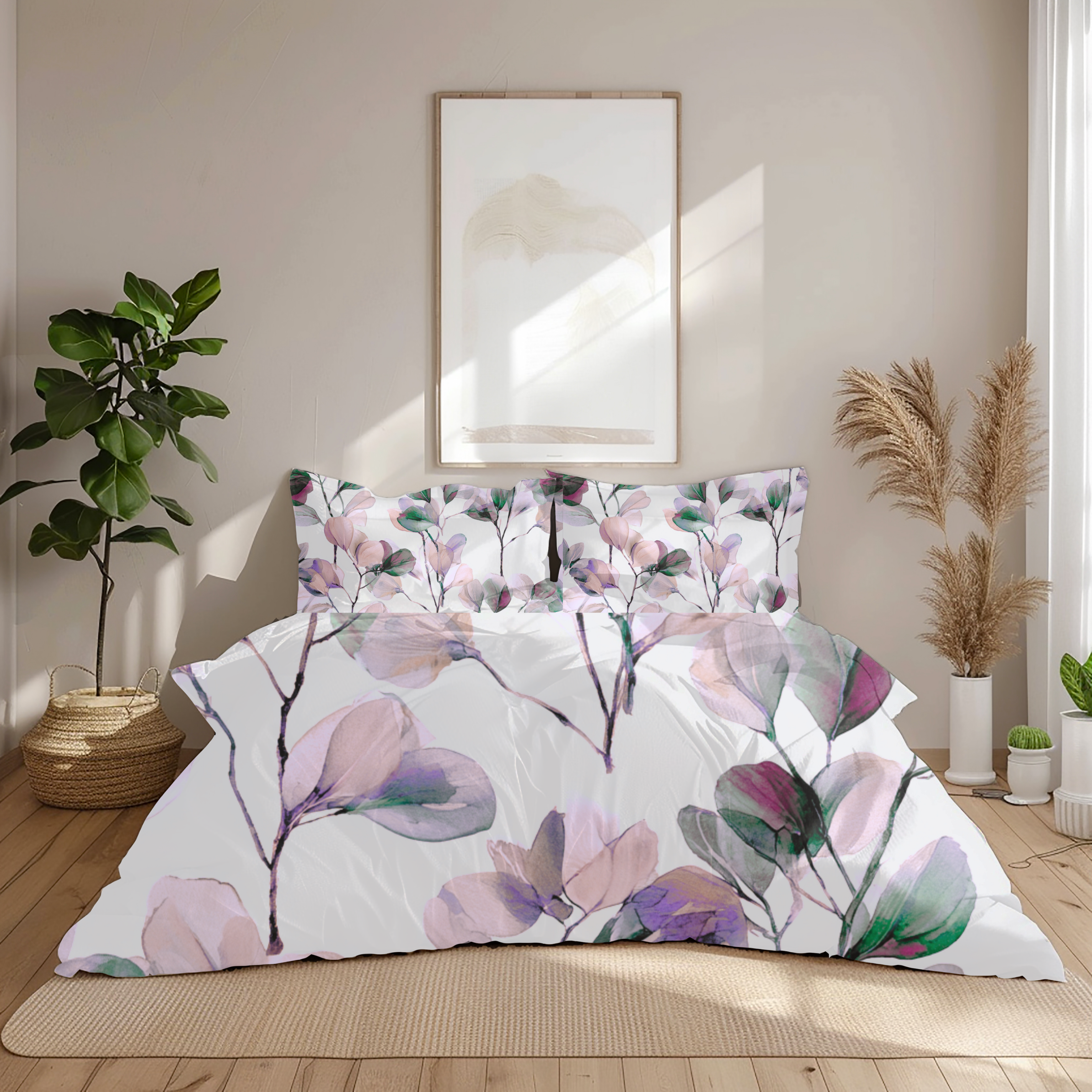 Floral Duvet, Pillow Cover | White Pink Bedroom Decor