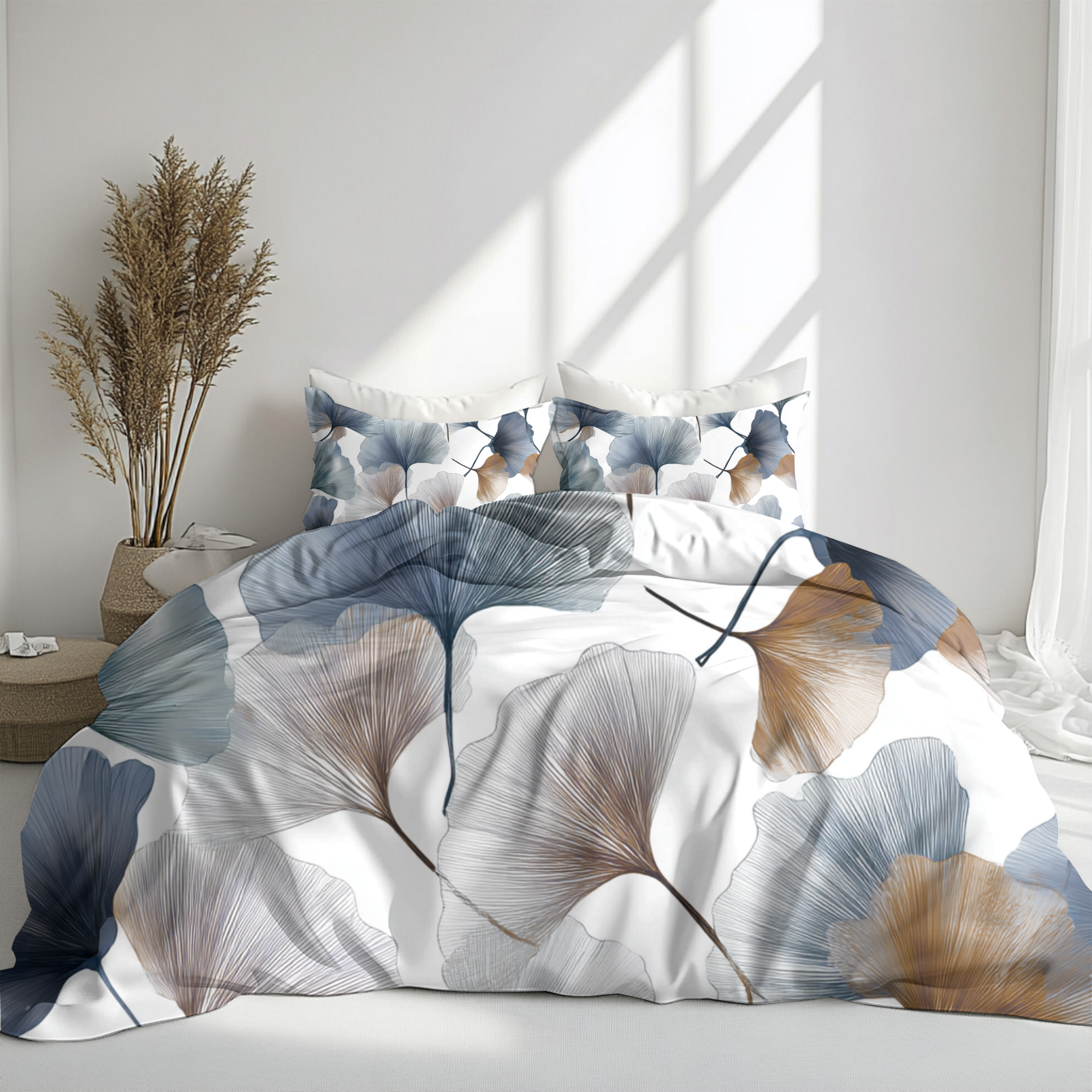 Floral Duvet, Pillow Cover | White Blue Bedroom Decor