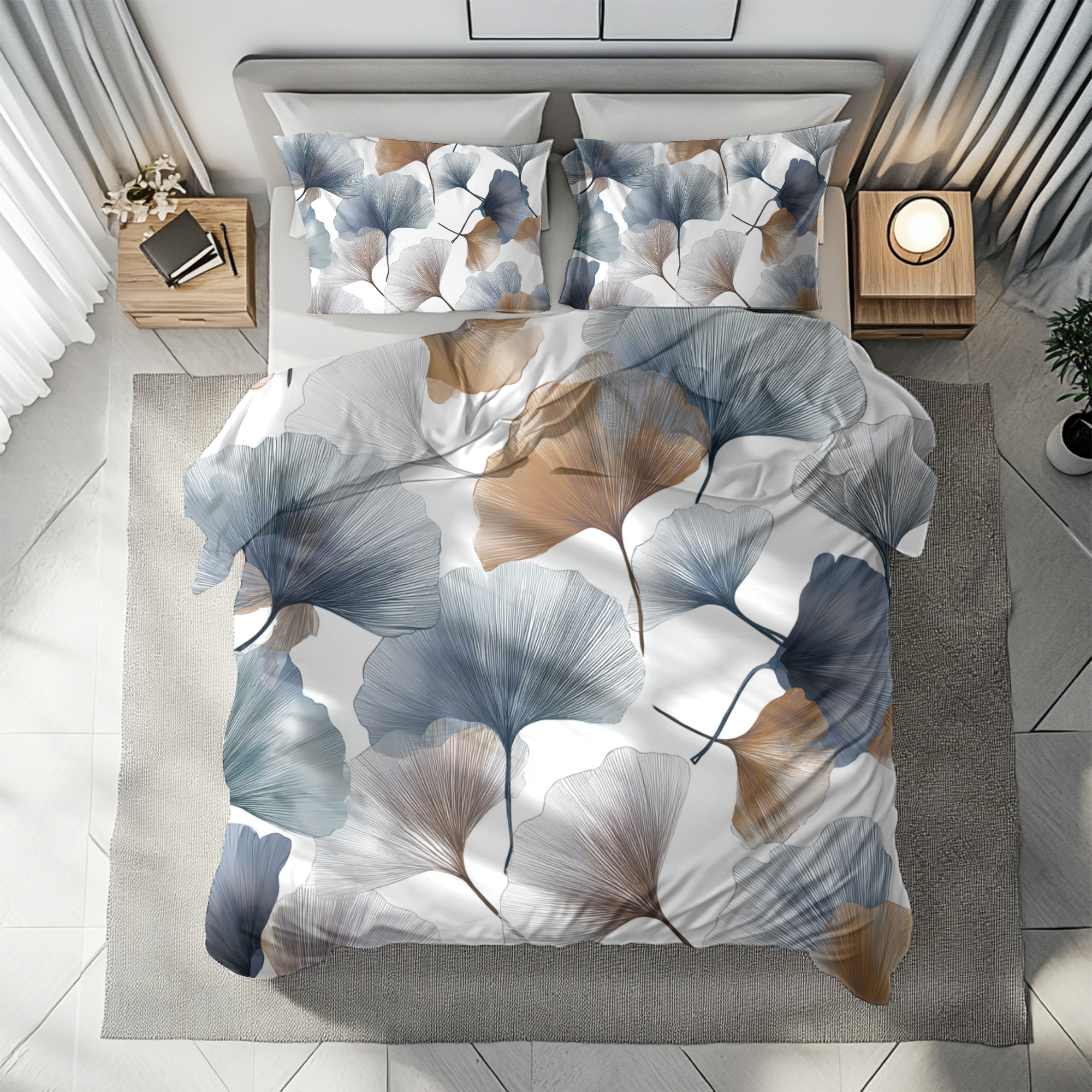 Floral Duvet, Pillow Cover | White Blue Bedroom Decor