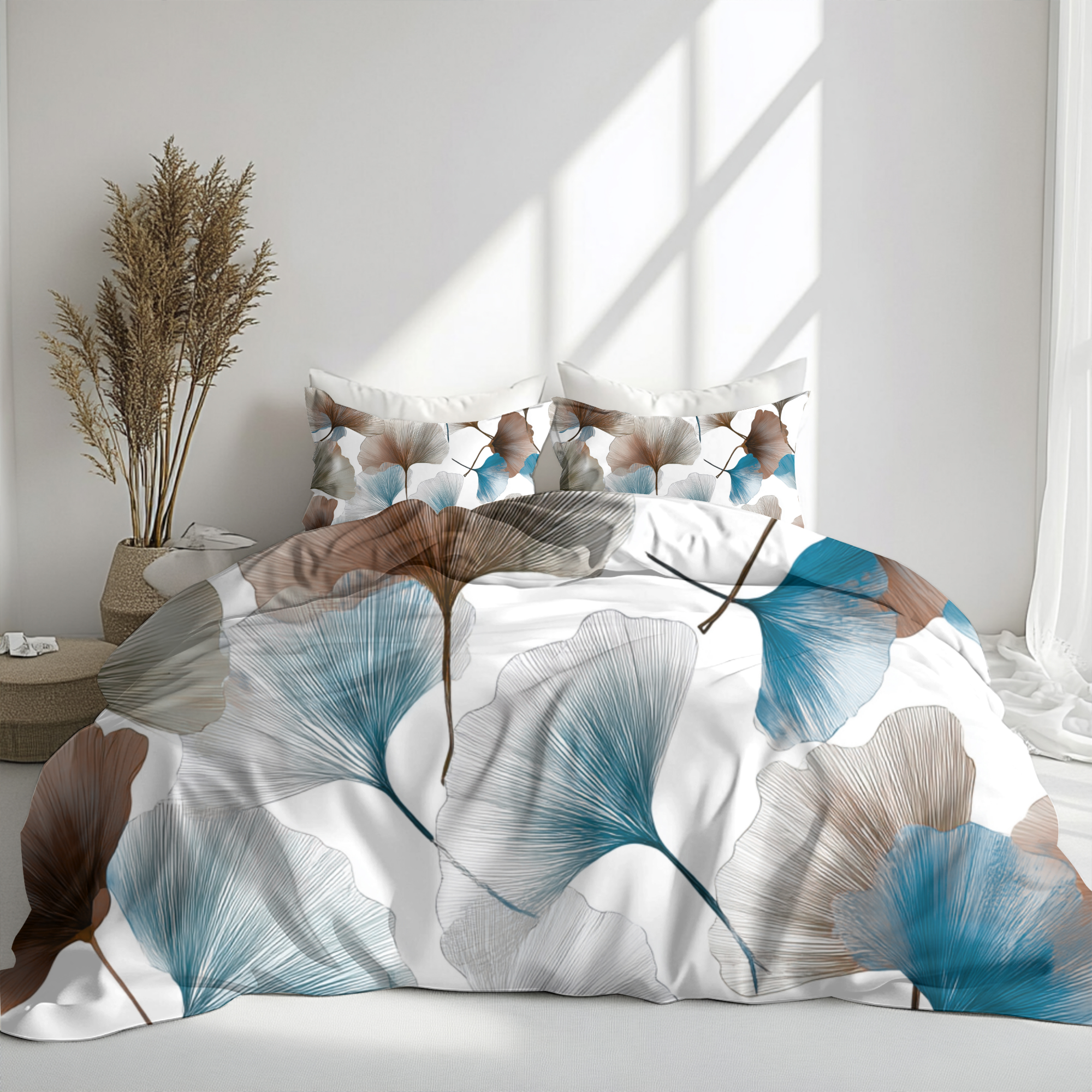 Floral Duvet, Pillow Cover | White Blue Bedroom Decor