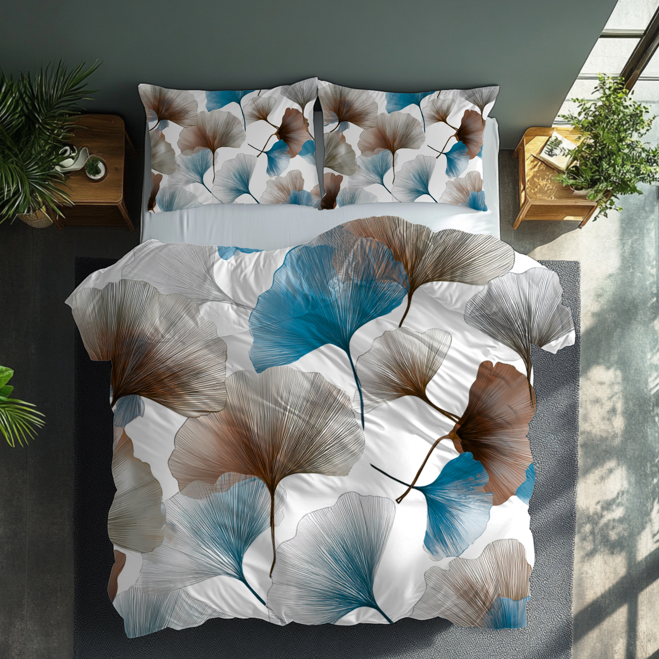 Floral Duvet, Pillow Cover | White Blue Bedroom Decor