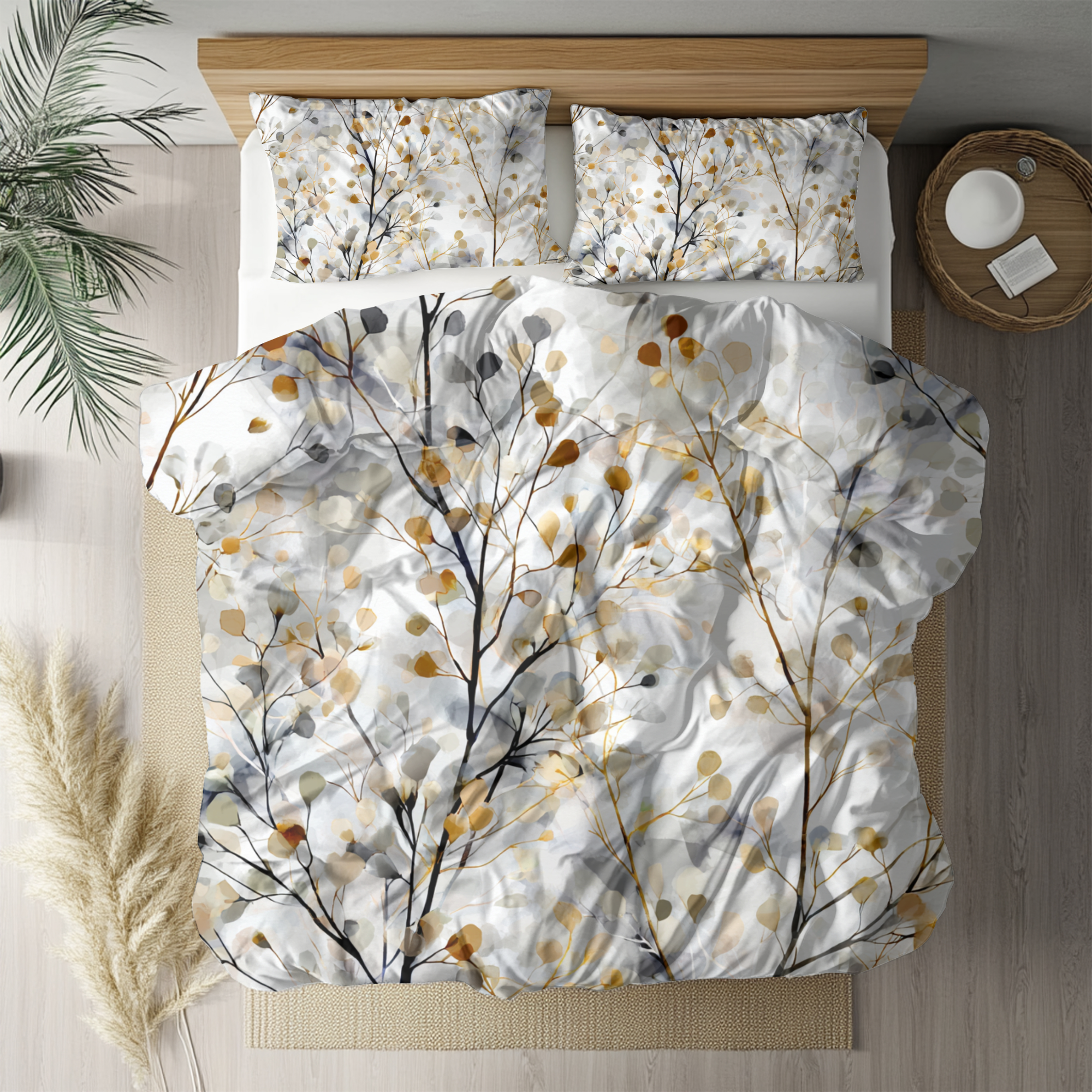 Floral Duvet, Pillow Cover | White Beige Bedroom Decor