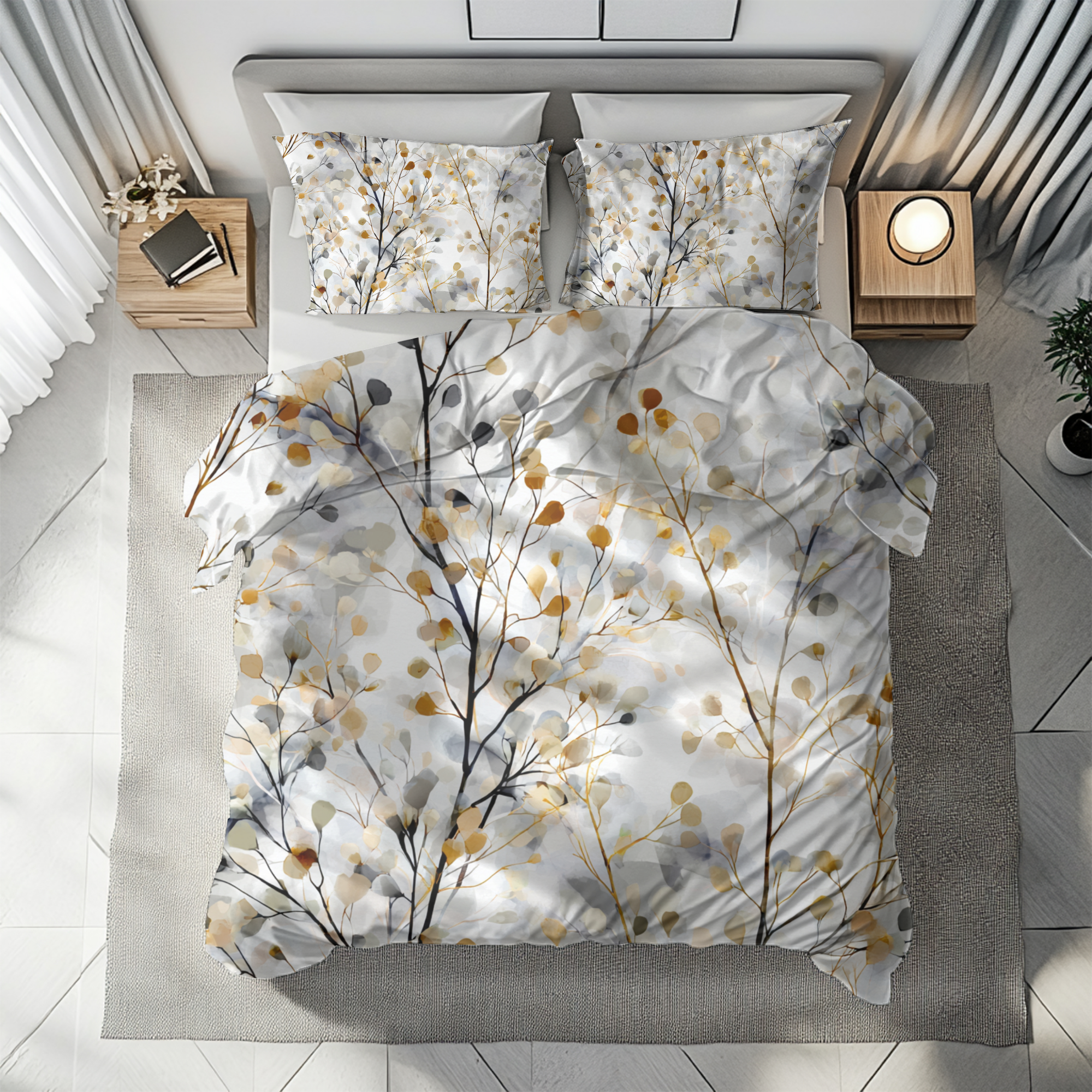 Floral Duvet, Pillow Cover | White Beige Bedroom Decor