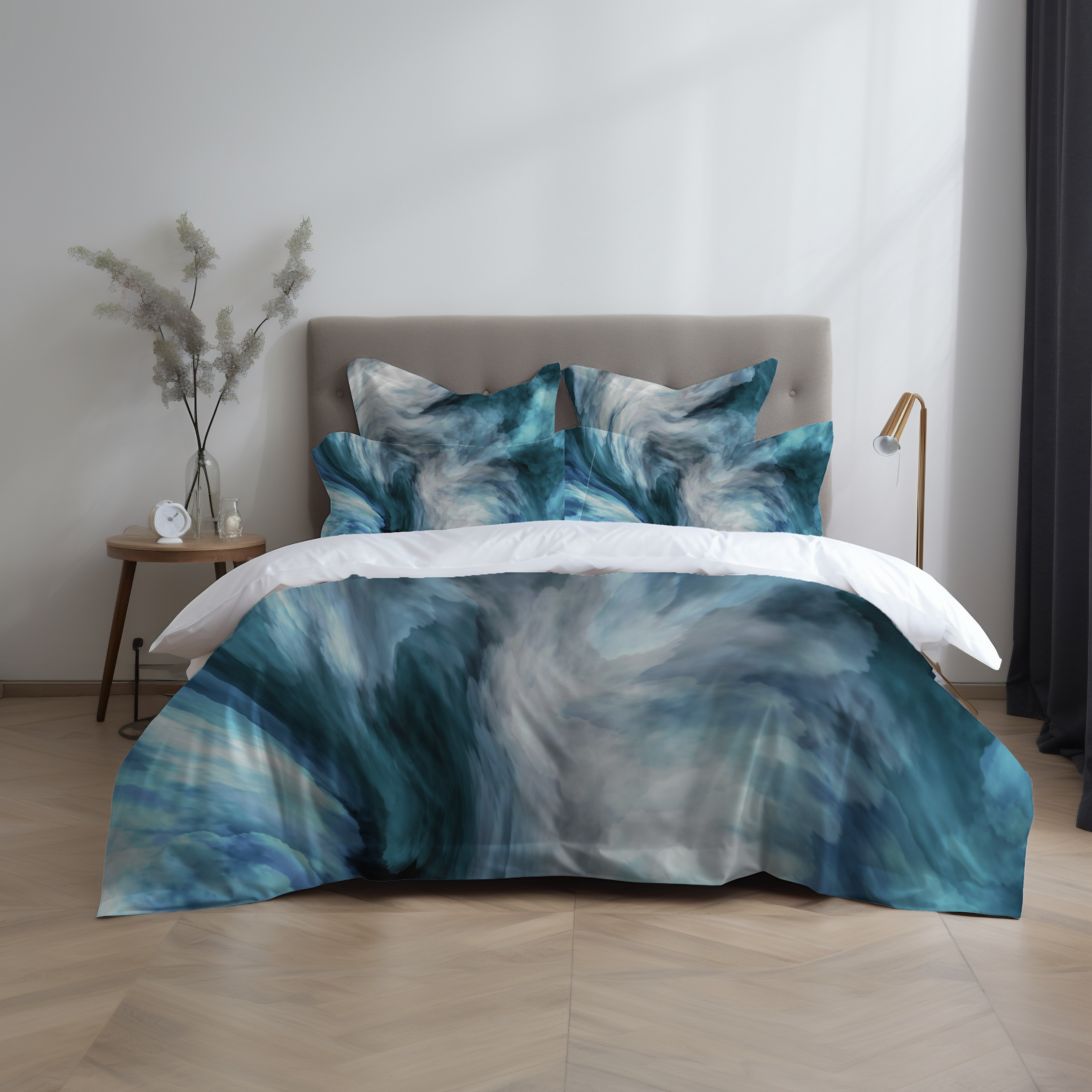 Abstract Duvet, Pillow Cover | Blue Grey Bedroom Decor