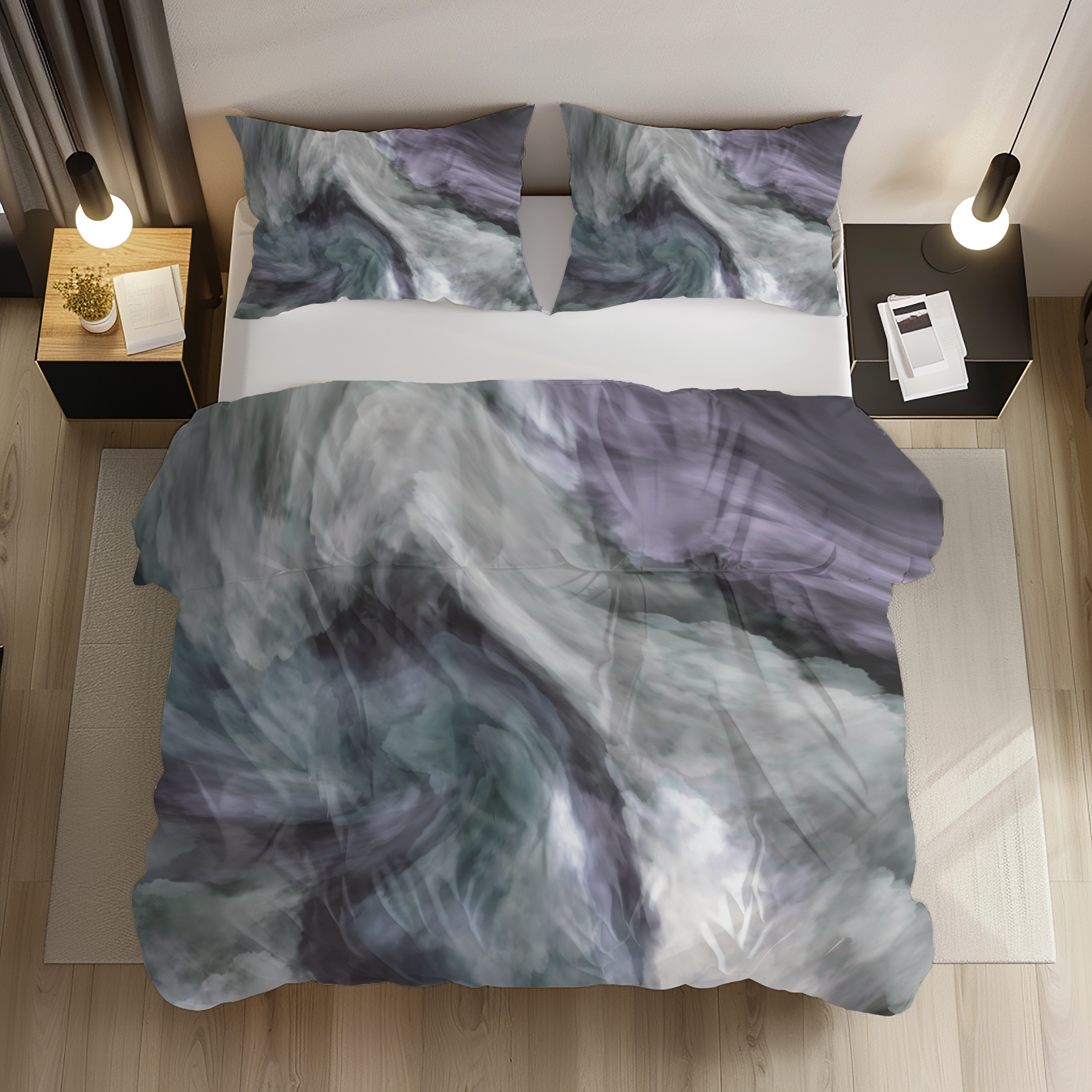 Abstract Duvet, Pillow Cover | Purple Grey Bedroom Decor