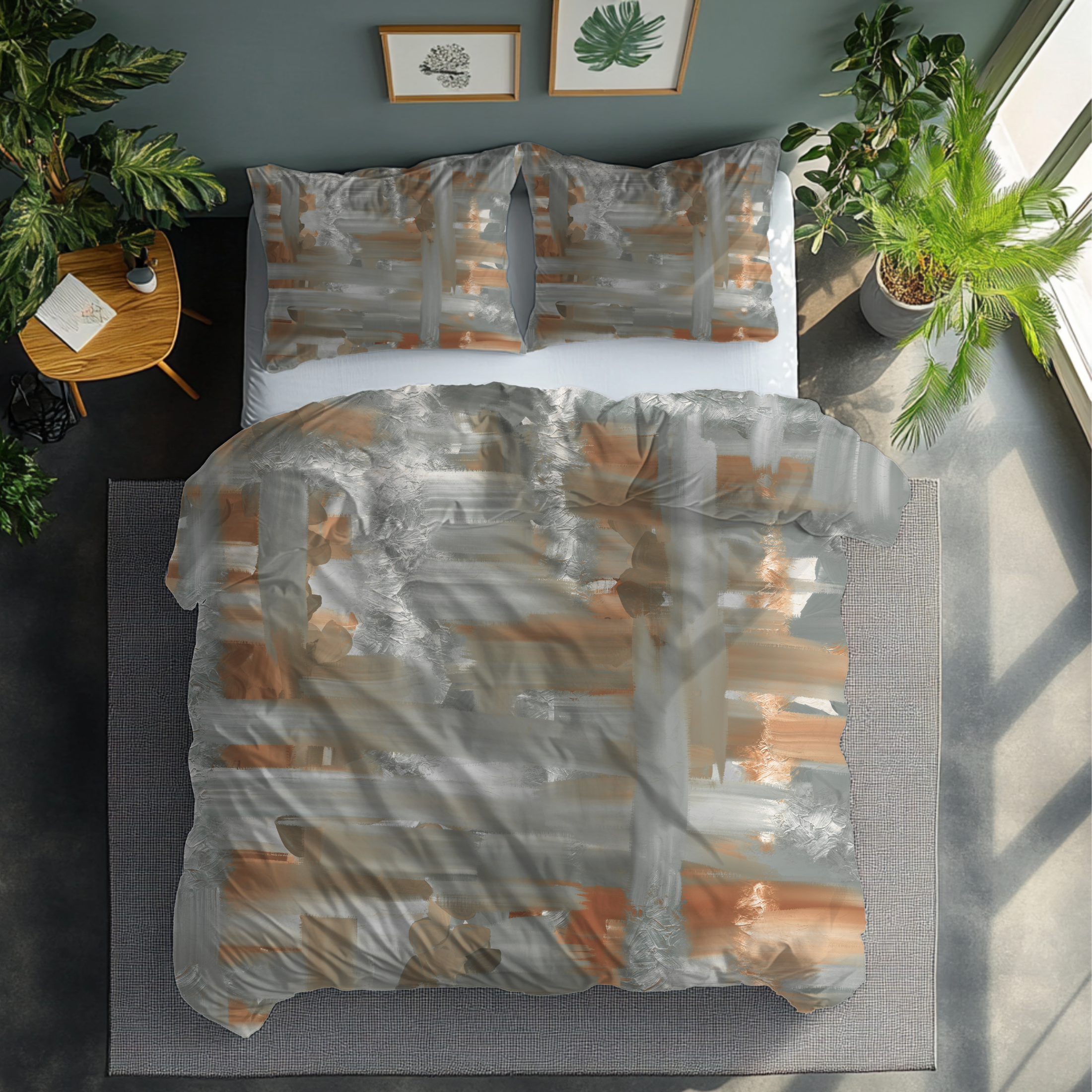 Abstract Duvet, Pillow Cover | Grey Beige Bedroom Decor