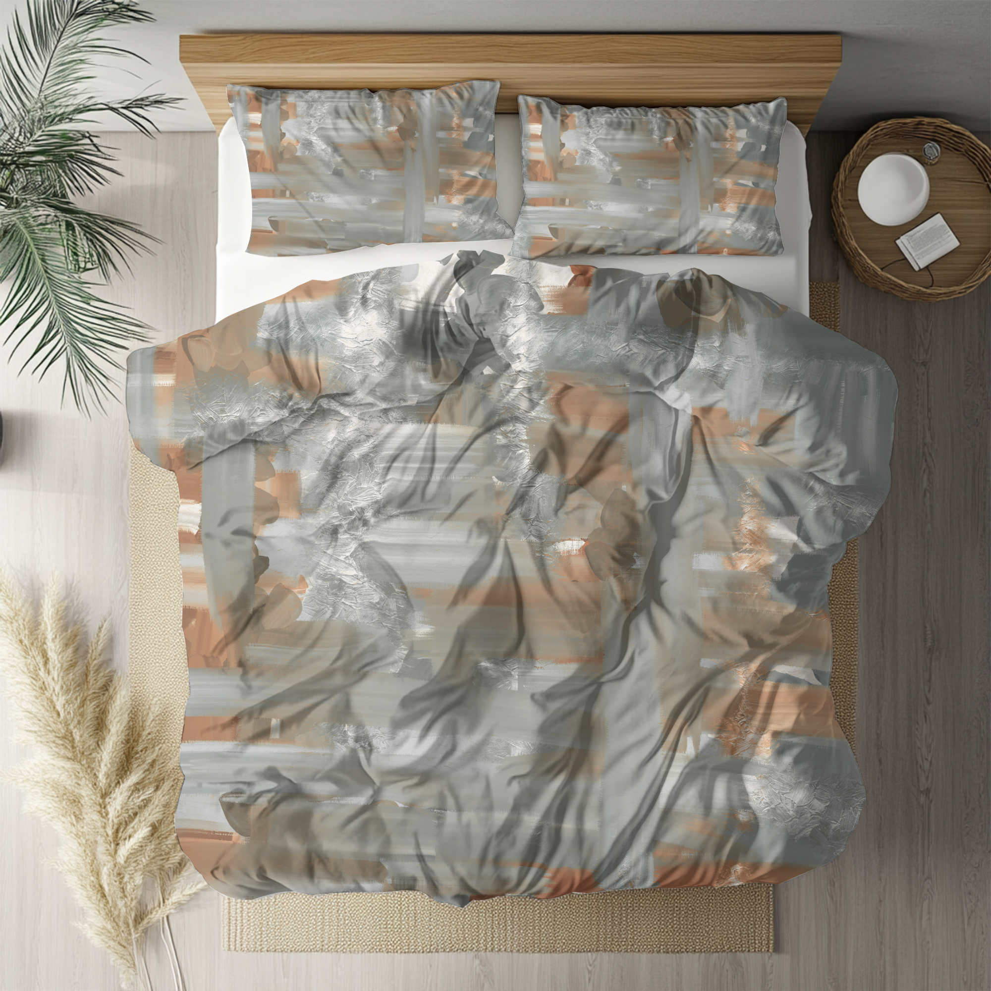 Abstract Duvet, Pillow Cover | Grey Beige Bedroom Decor