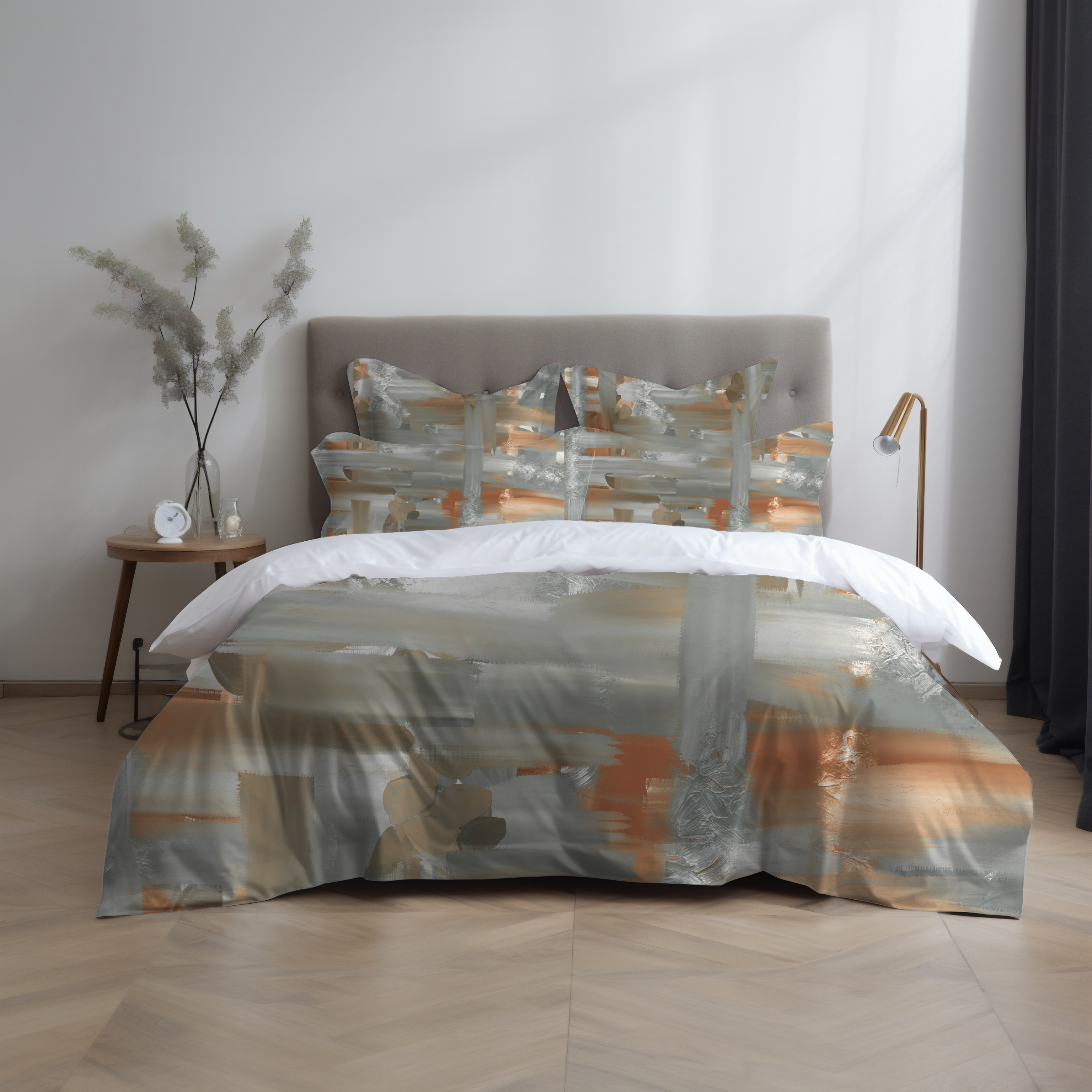 Abstract Duvet, Pillow Cover | Grey Beige Bedroom Decor