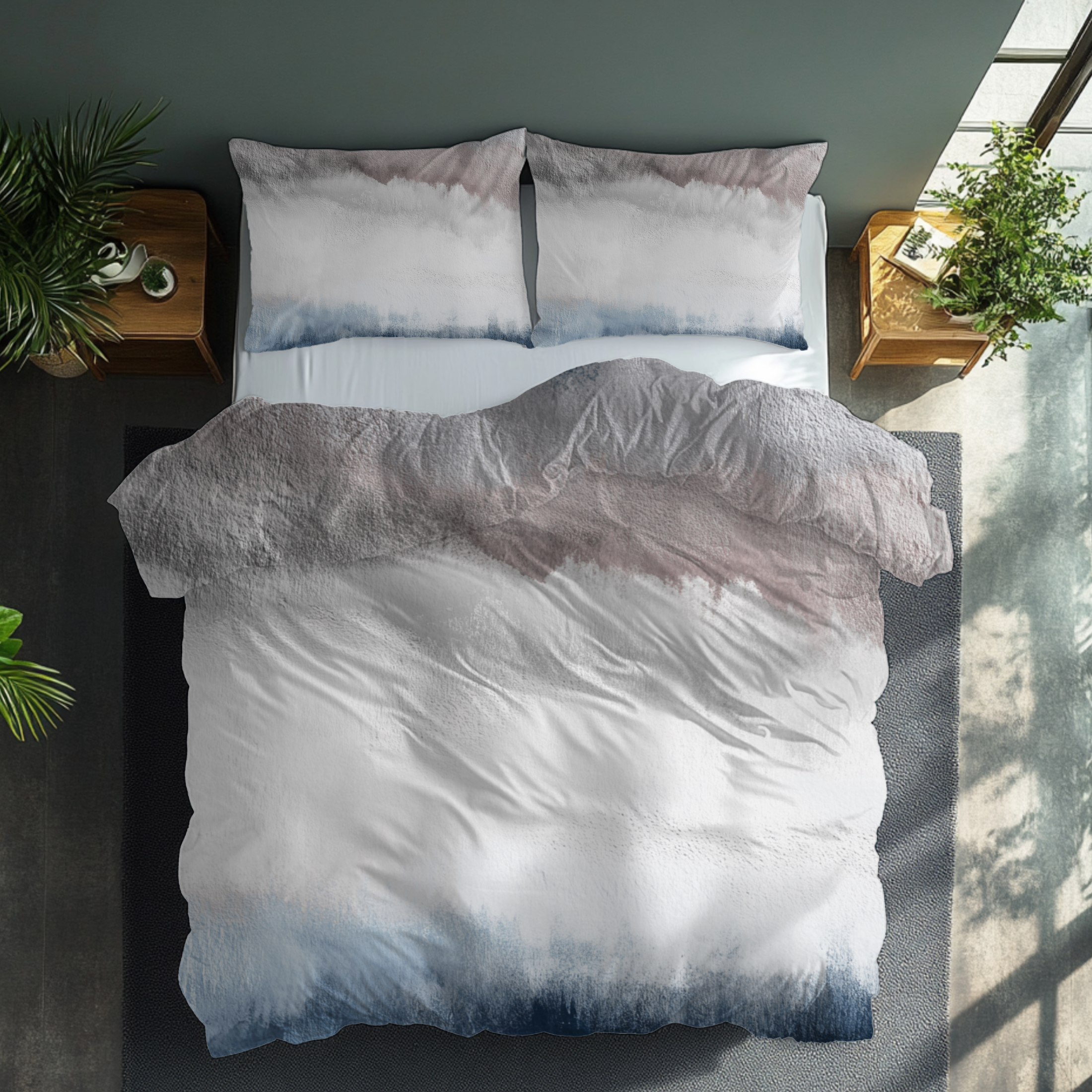 Ombre Duvet, Pillow Cover | White Grey Blue Bedroom Decor