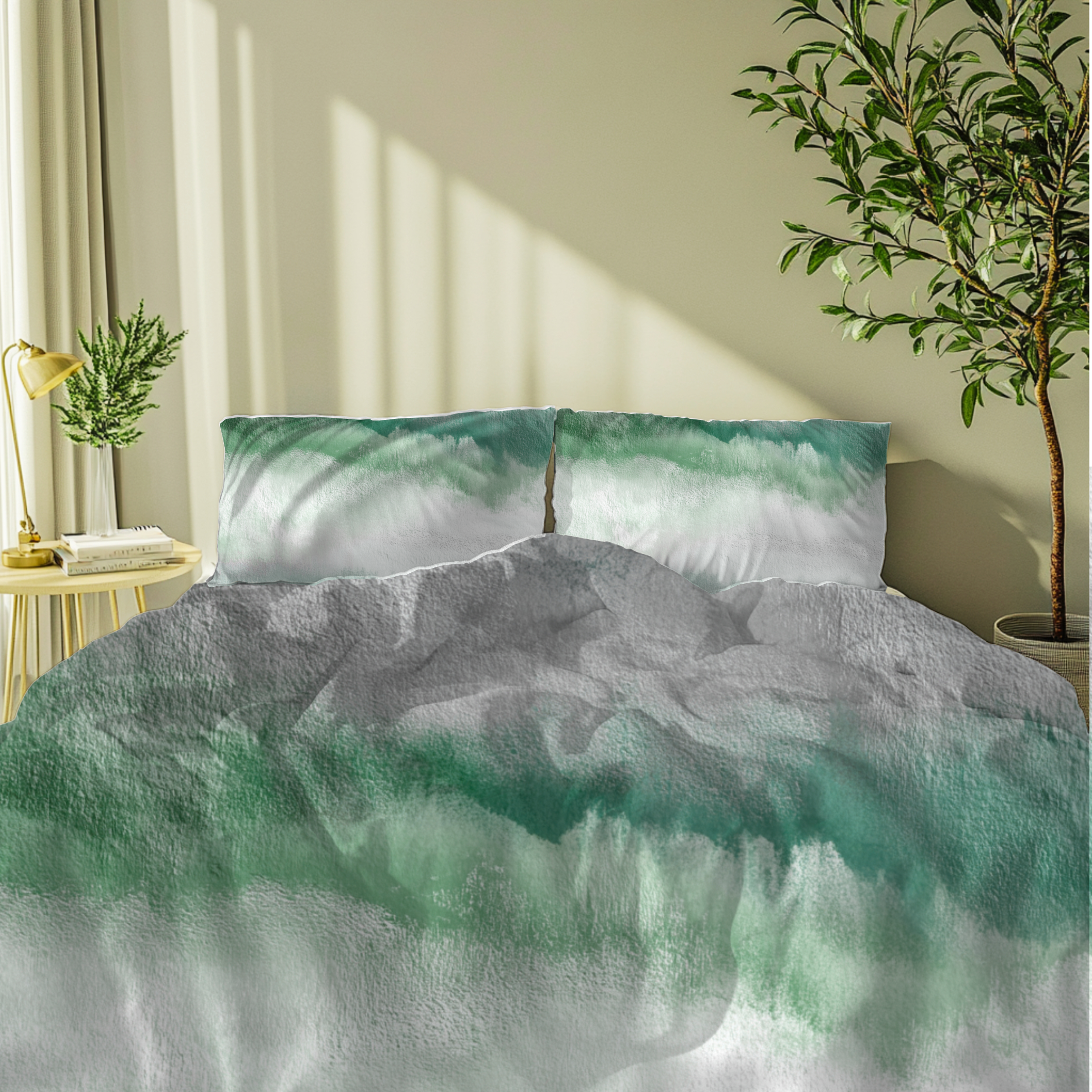 Ombre Duvet, Pillow Cover | White Green Bedroom Decor
