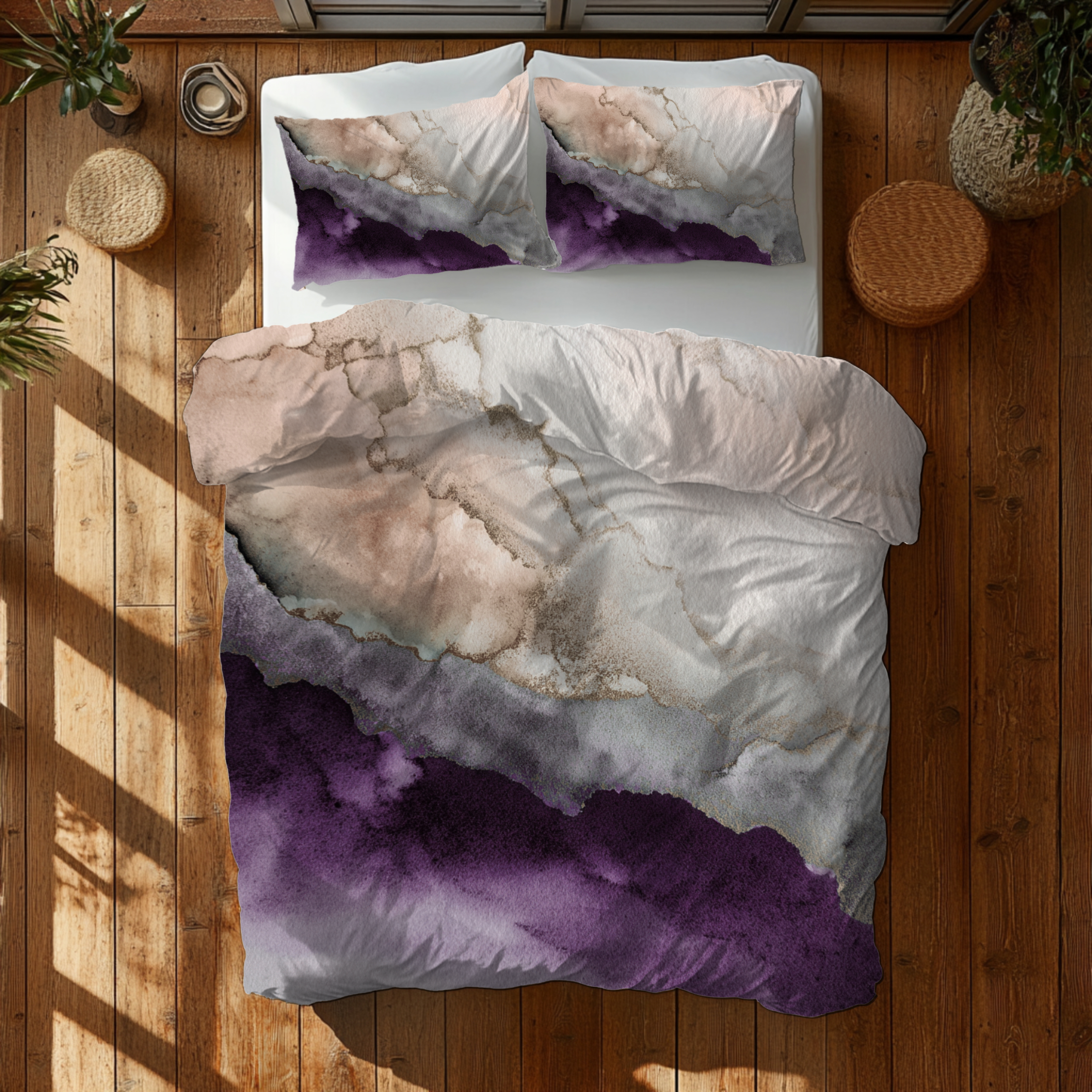 Ombre Duvet, Pillow Cover | Purple Beige Bedroom Decor