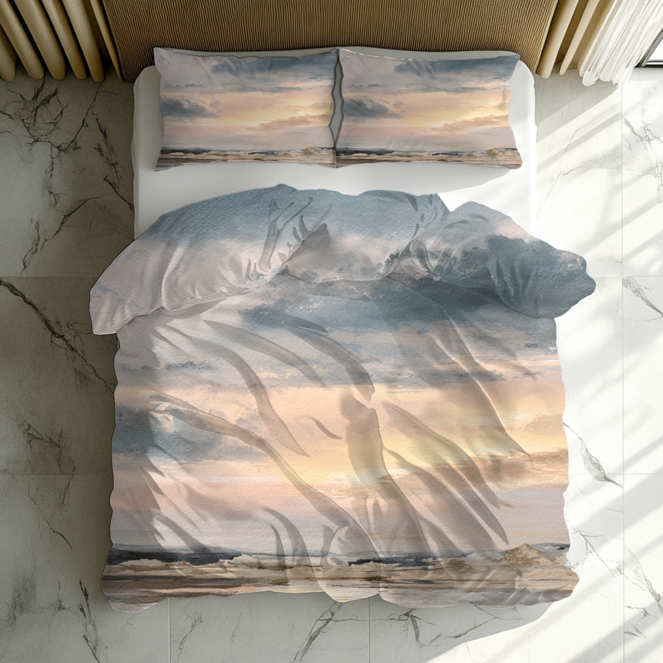 Modern Abstract Duvet, Pillow Cover | Pale Sunset Bedroom Decor