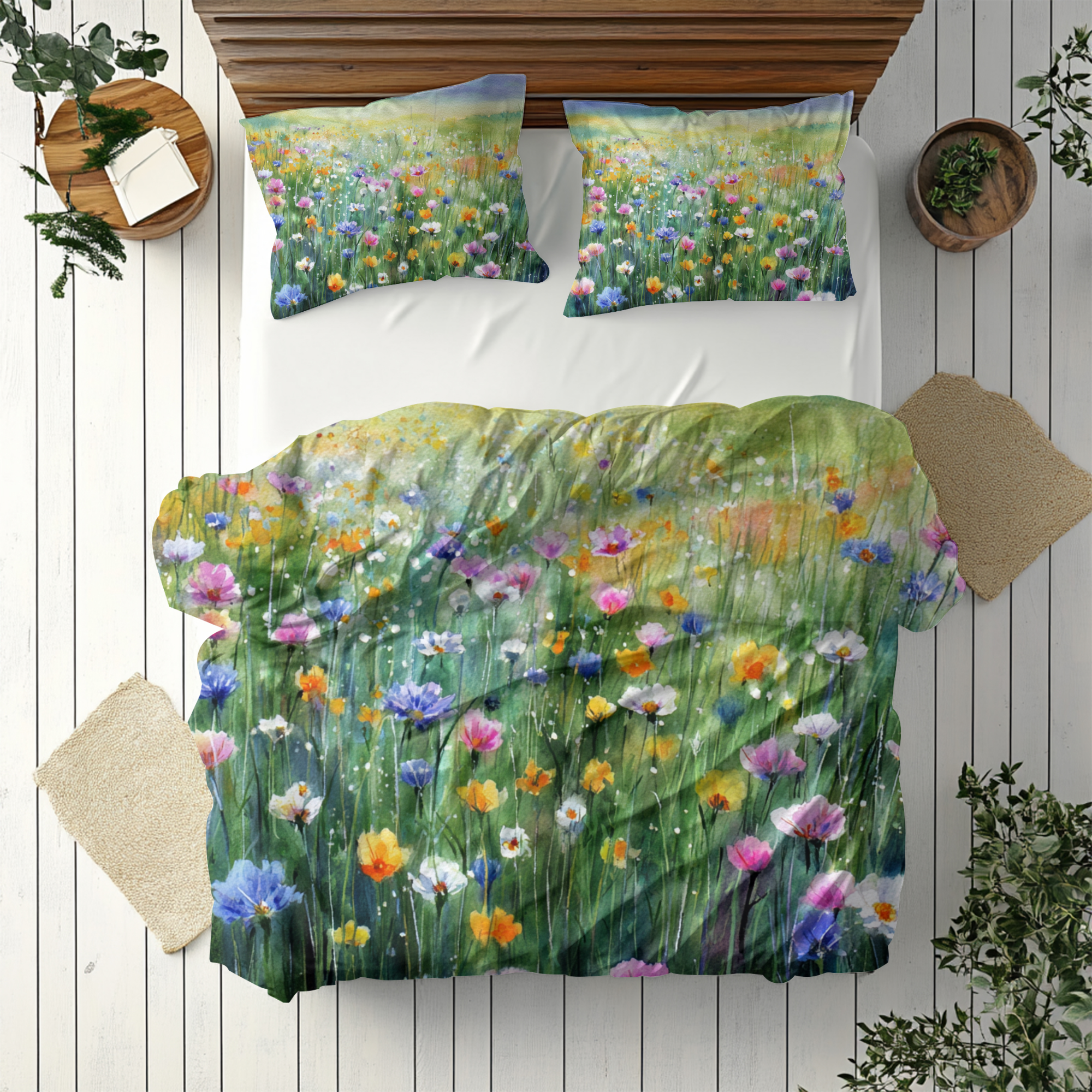 Floral Duvet, Pillow Cover | Green Yellow Bedroom Decor