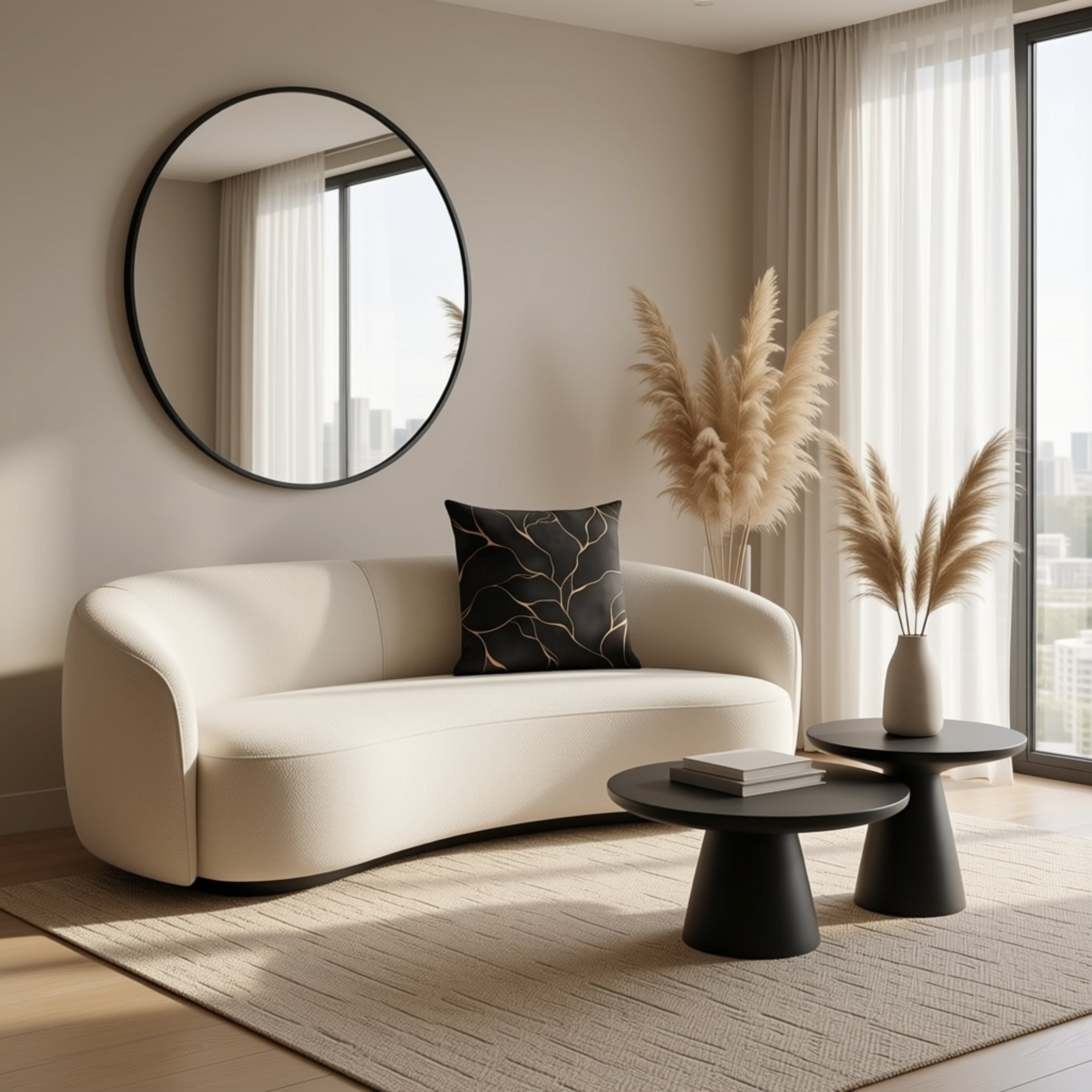 Abstract Pillow Cover | Black Beige Pillowcase