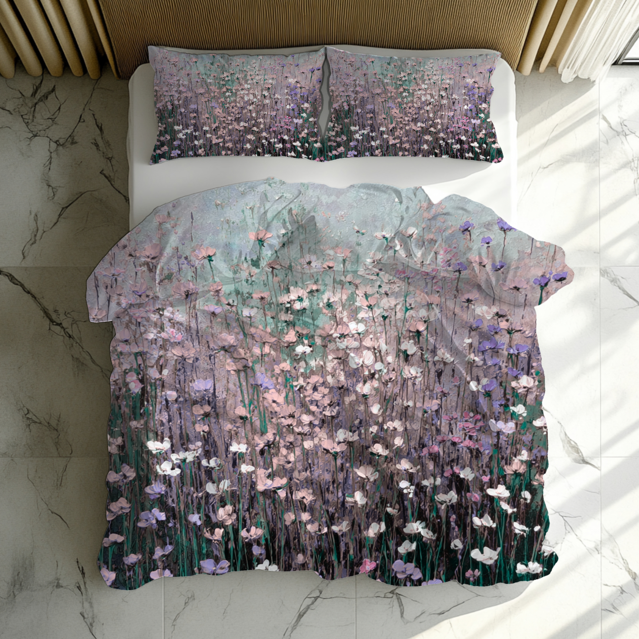 Floral Duvet, Pillow Cover | Lilac Grey Bedroom Decor