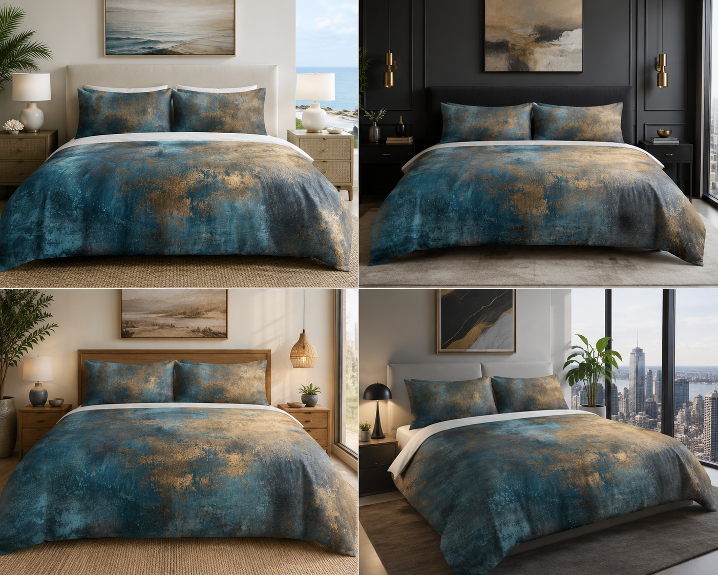 Abstract Duvet, Pillow Cover | Blue Blush Comforter, Modern Organic Bedroom Decor