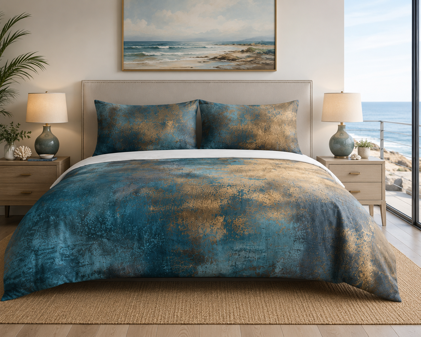 Abstract Duvet, Pillow Cover | Blue Blush Comforter, Modern Organic Bedroom Decor