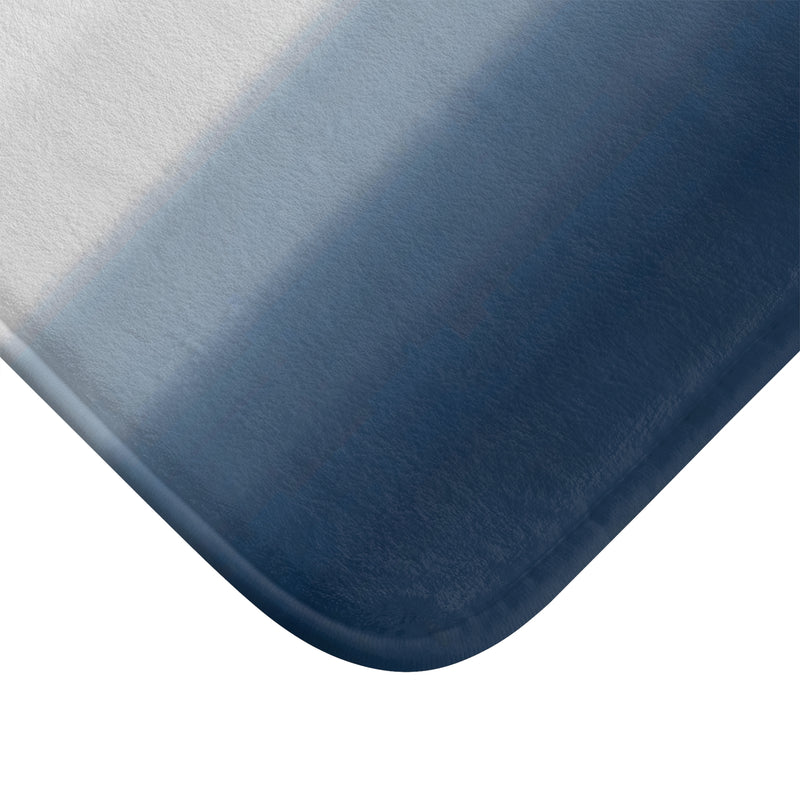 Abstract Bath Mat, Kitchen Mat | Navy Pale Blue Ombre Mat