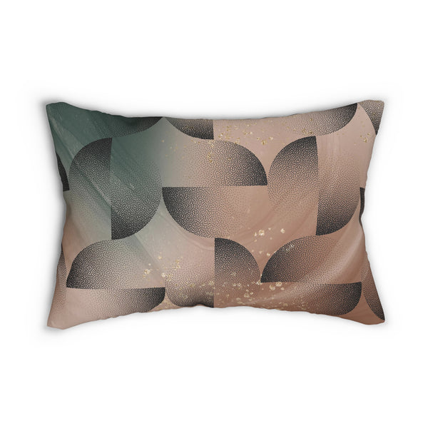 Abstract Lumbar Pillow | Green Beige, Black Geometric