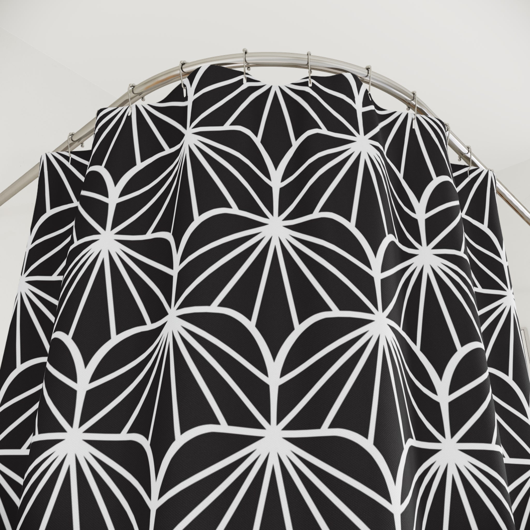 Black White Shower Curtain | Art Deco Nouveau Bath Curtain