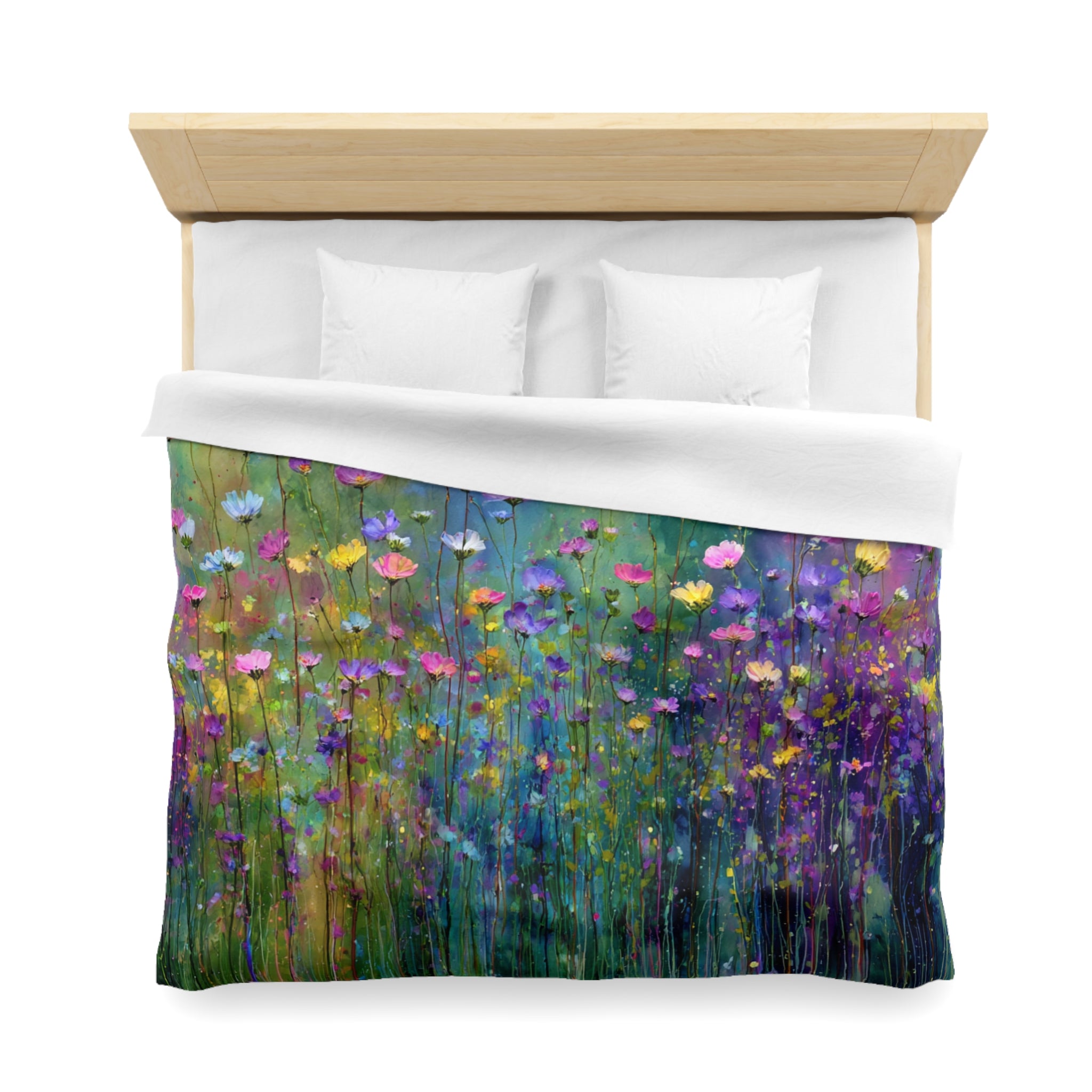 Floral Duvet, Pillow Cover | Green Purple Bedroom Decor