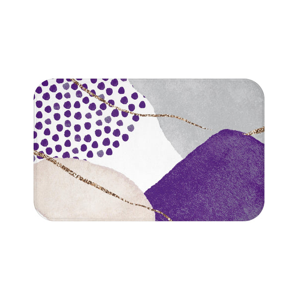 Boho Abstract Bath Mat | Modern Grey, Lilac Purple Beige