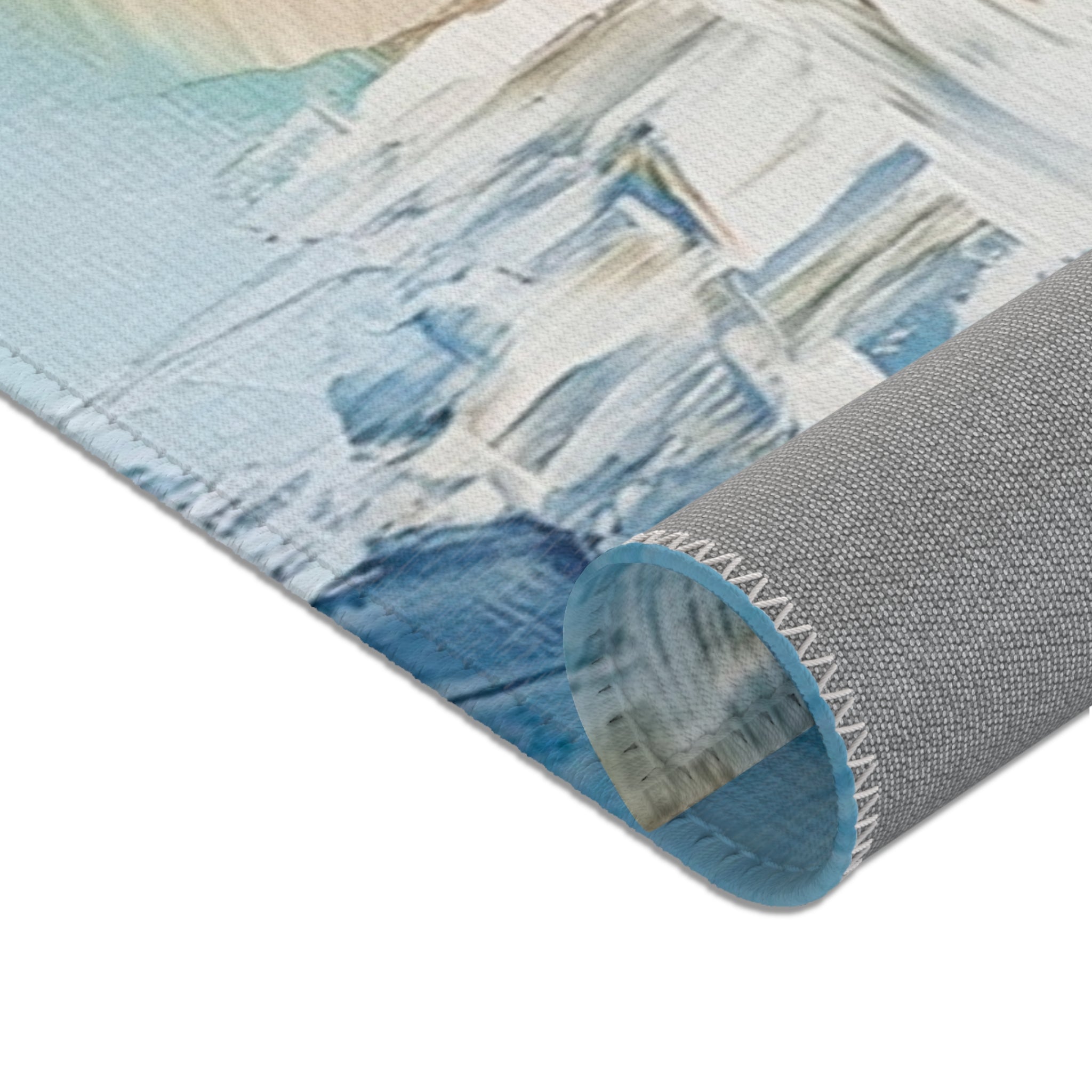 Abstract Area Rug | Blue White Blush Ombre Artsy Rug