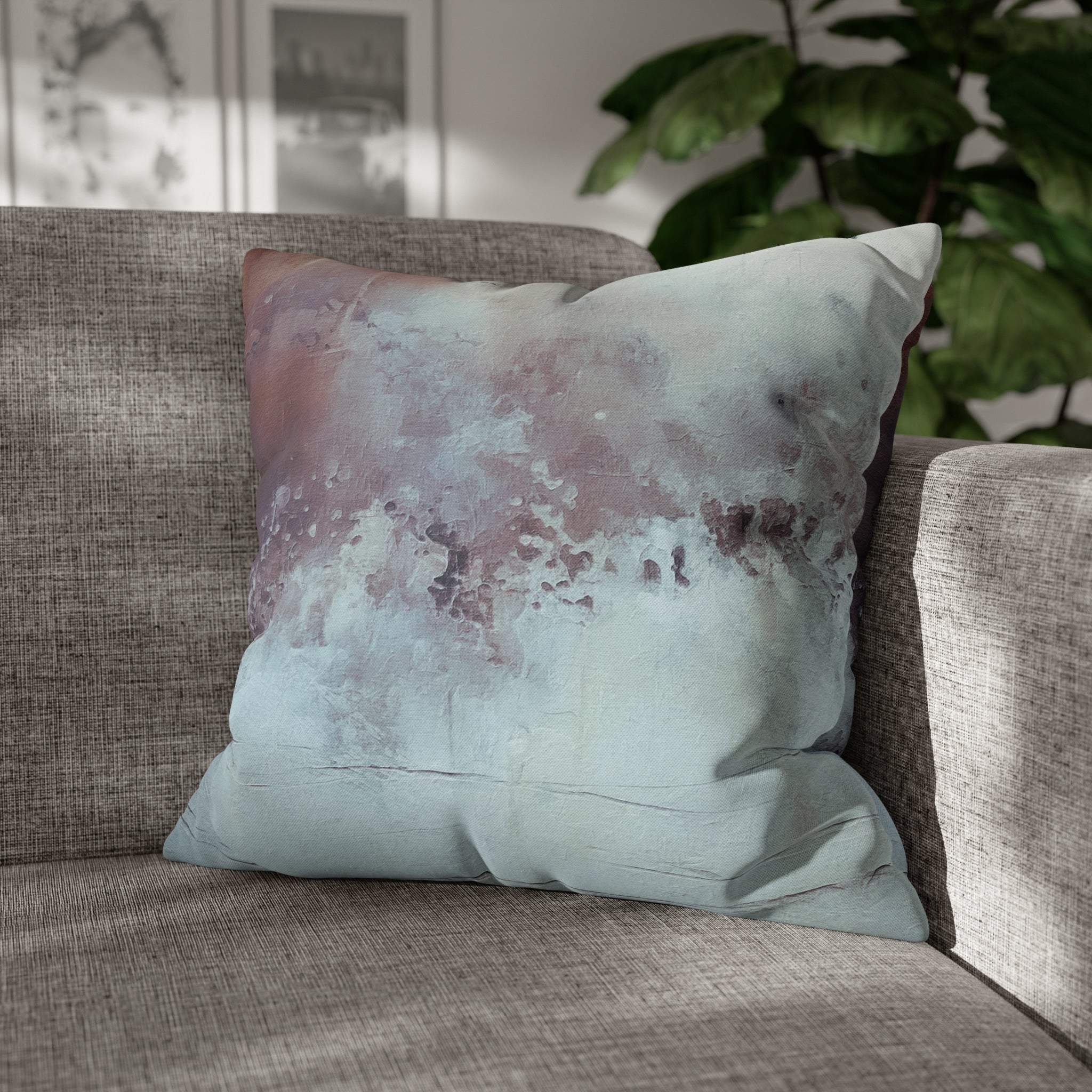 Rustic Pillow Cover | Pale Blue, Brown Ombre