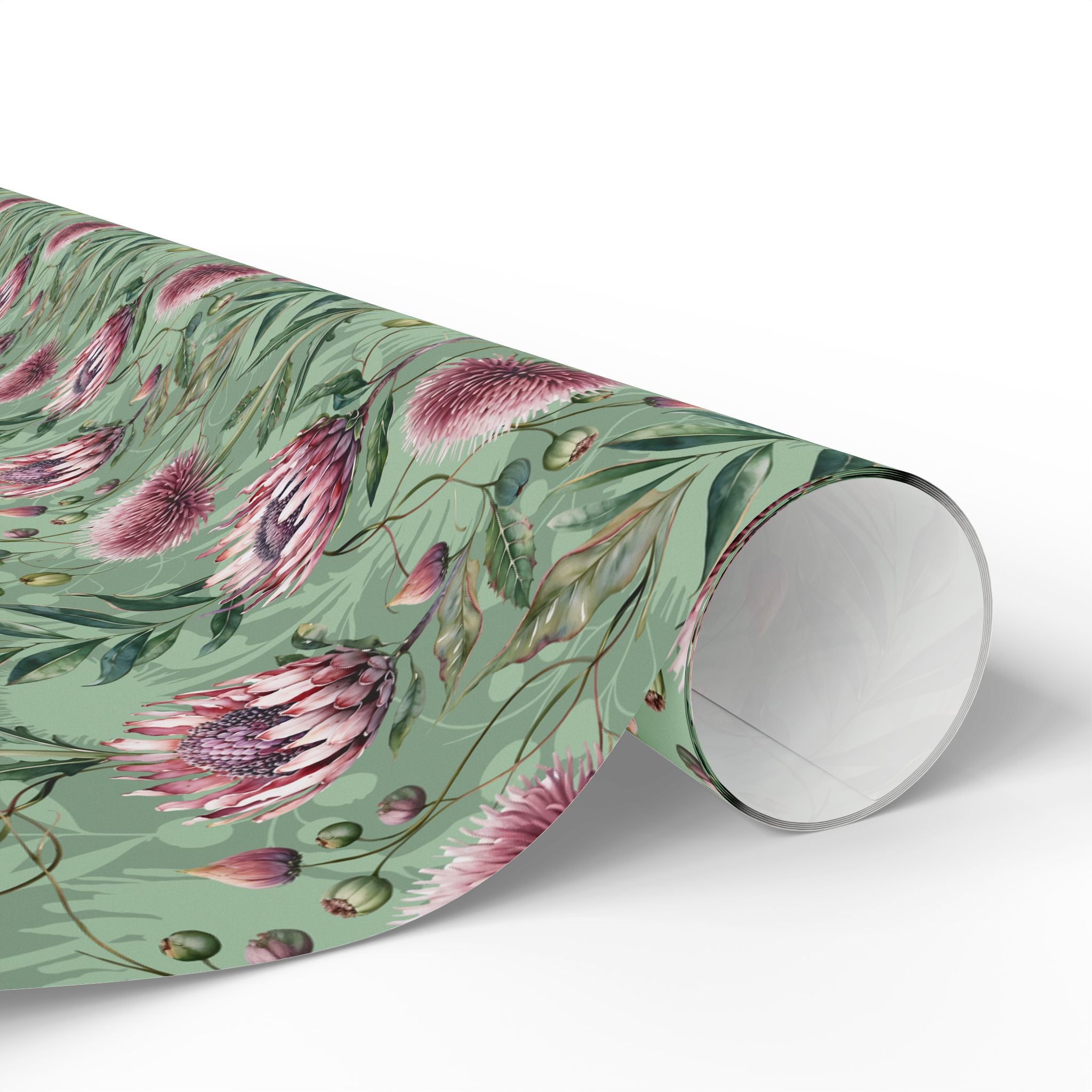 Gift Wrapping Paper | Colorful Sage Green, Pink Floral Wrap for the Holidays, Birthdays