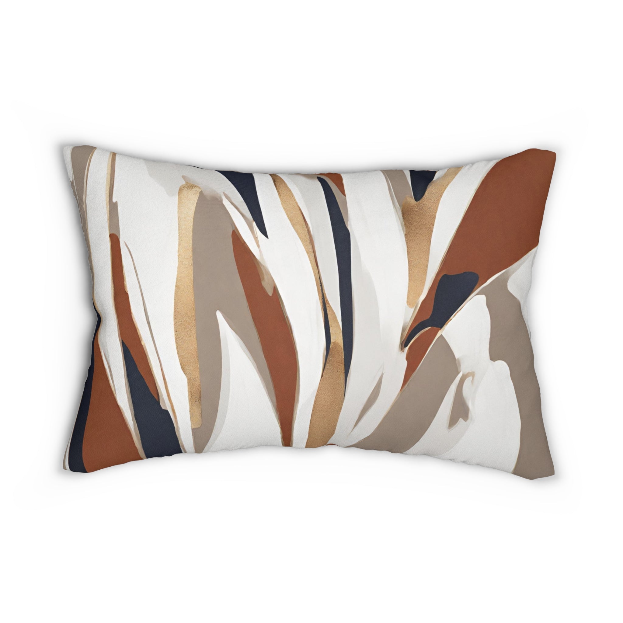 Boho Abstract Lumbar Pillow | Beige Rust, Navy blue White