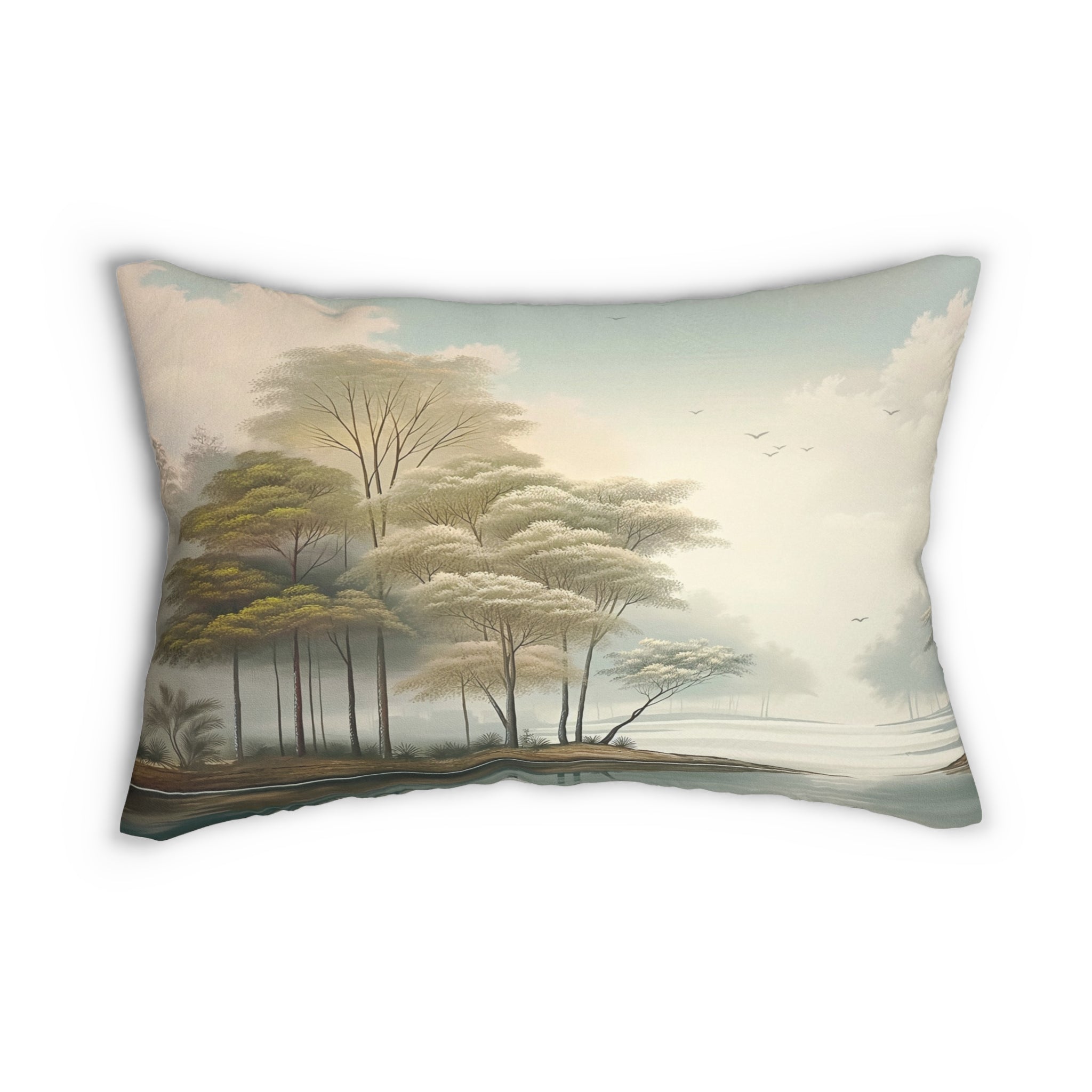 Nature Lumbar Pillow | Blue Sky, Sage Green, Ivory Tree