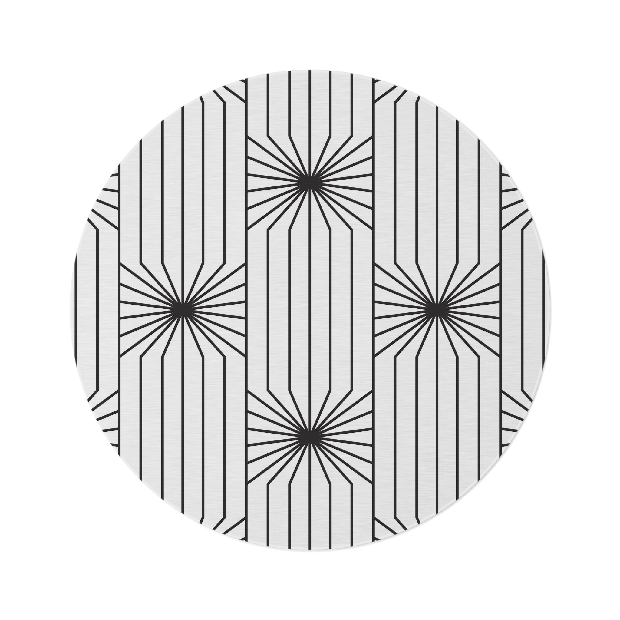 Round Area Rug | Art Deco, Black White Lines